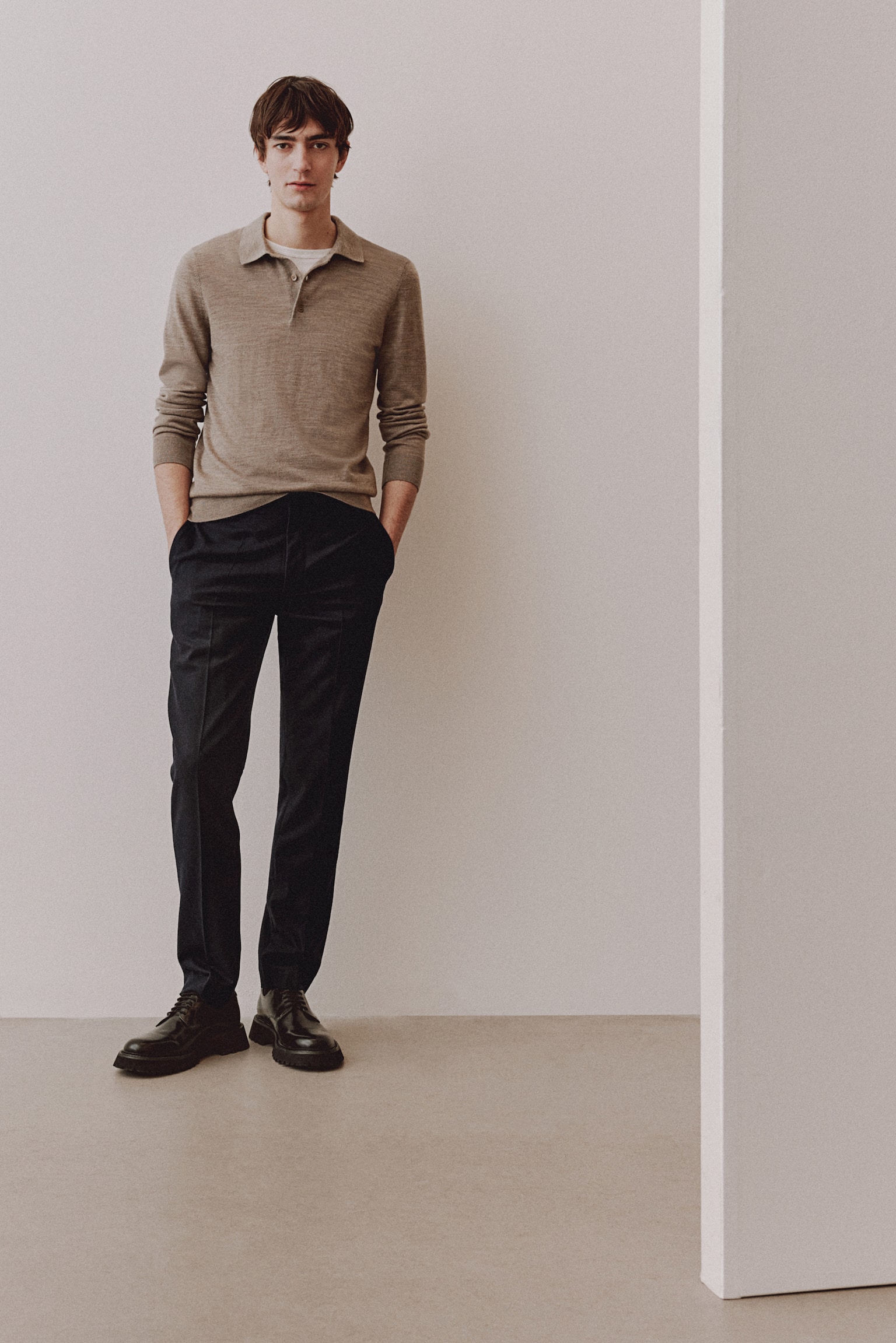 Slim Fit Wool-blend trousers - ダークブルー/ブラウン/ダークグレー - 1