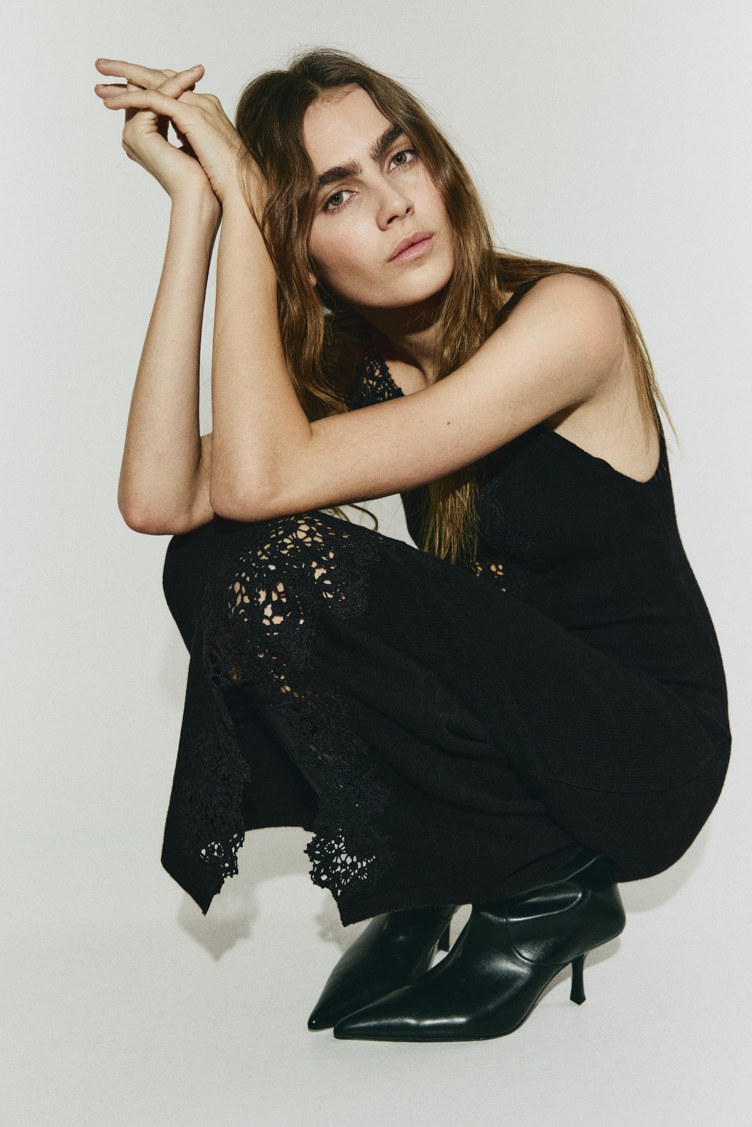 Lace-trimmed dress - Black - 6