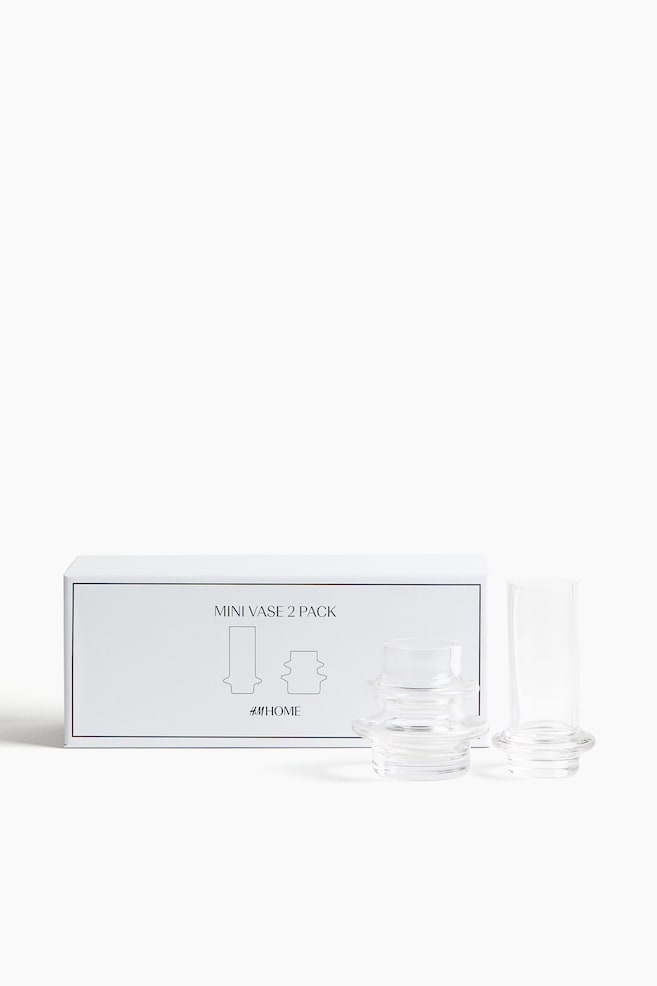 Lot de 2 mini vases en verre - Transparent/Rose - 1