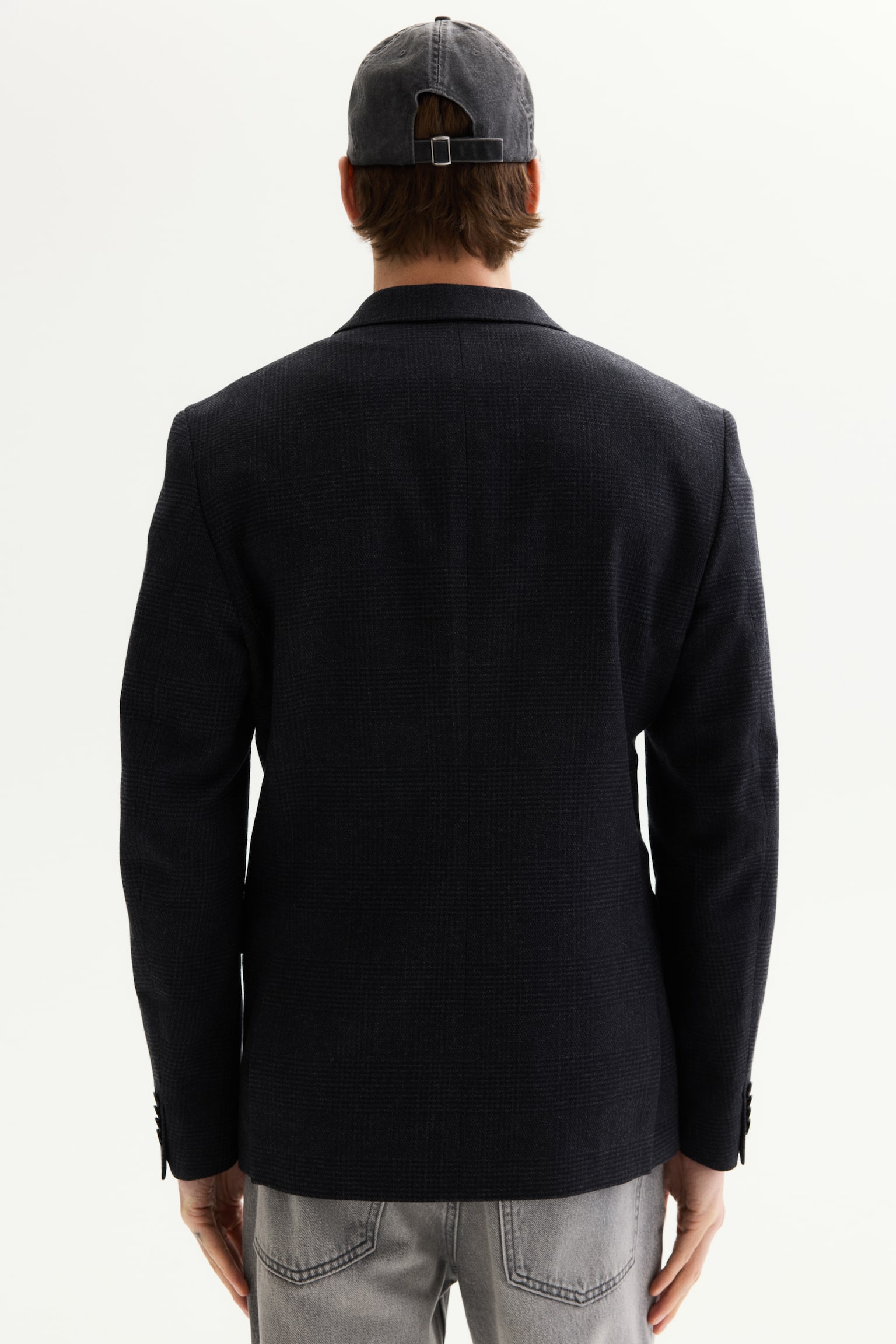 Regular Fit Wool-blend double-breasted jacket - Navy blue/Checked/Dark khaki green - 4