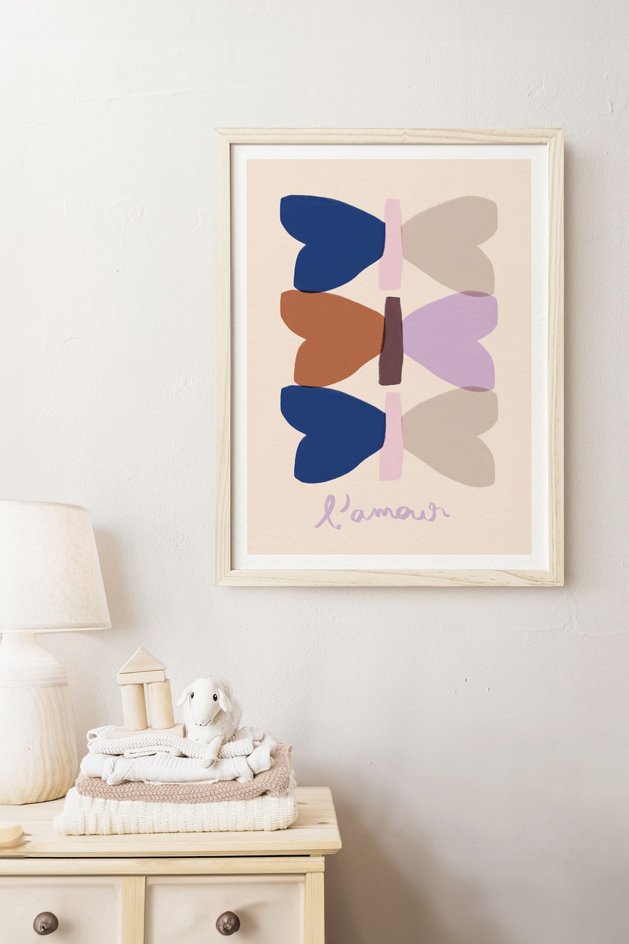 Sacrée Frangine Kids L´amour Beige Bleu Poster Frame