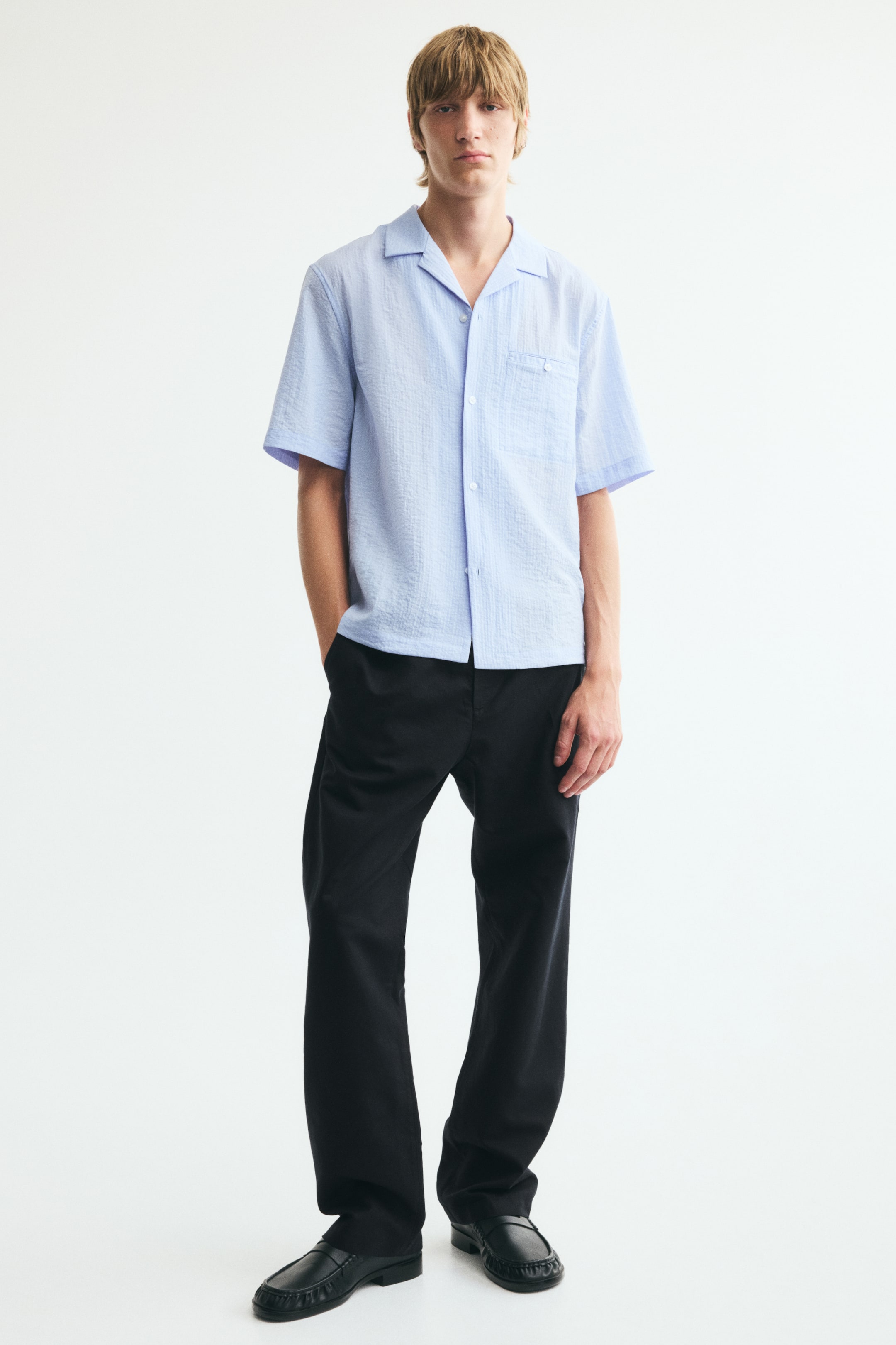Xem ảnh lớn hơn: Quần dài linen pha Regular Fit - Màu đen - Men | H&M VN 1