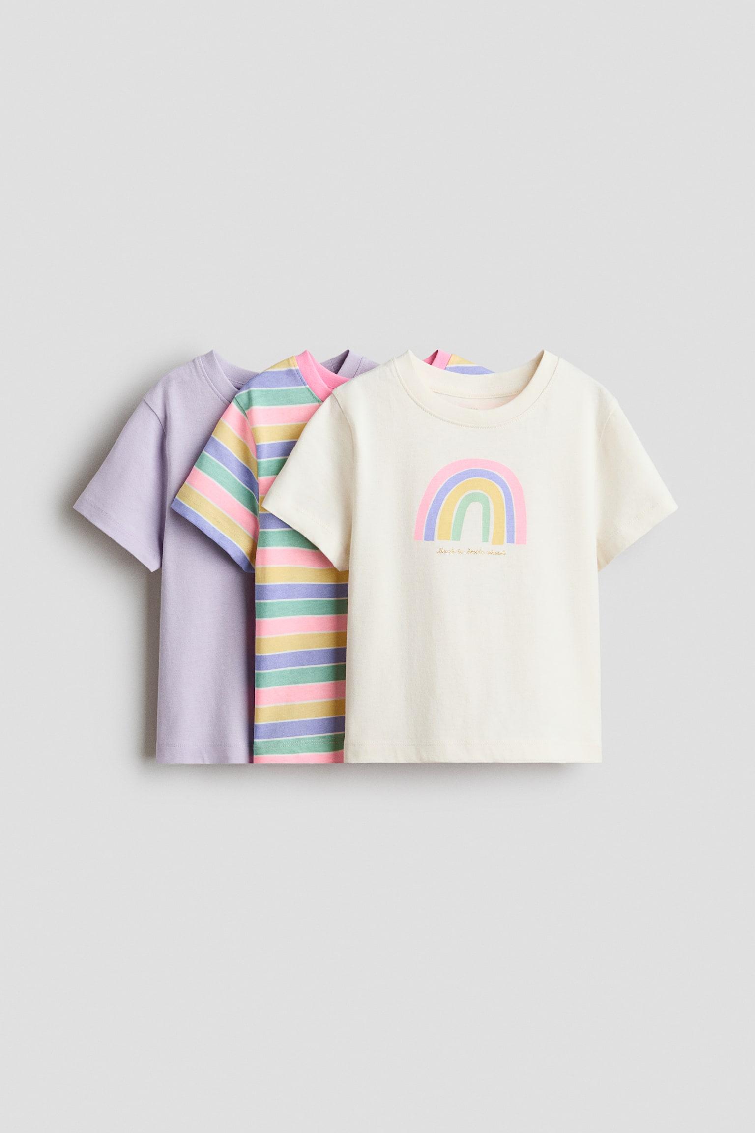 Bộ 3 áo thun cotton - Màu tím nhạt/Cầu vồng