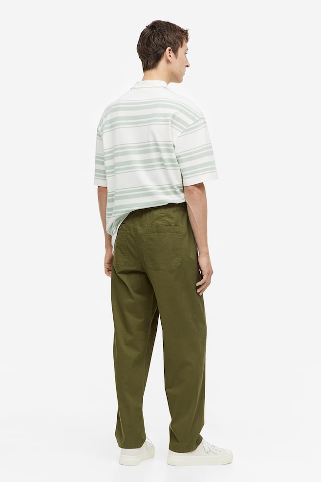 Relaxed Fit Twill pull-on trousers - Khaki green/Black/Light beige/Beige/dc - 3