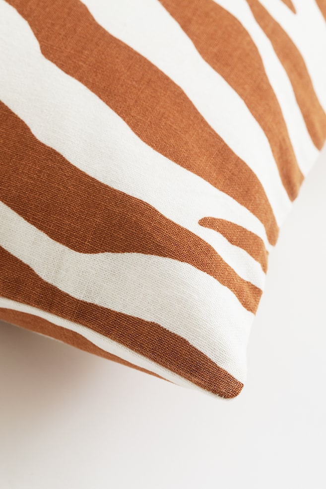 Animal-patterned linen-blend cushion cover - Brown/Zebra print/Black/Zebra print - 2