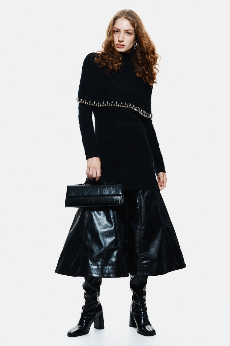 Abito in misto mohair con perline