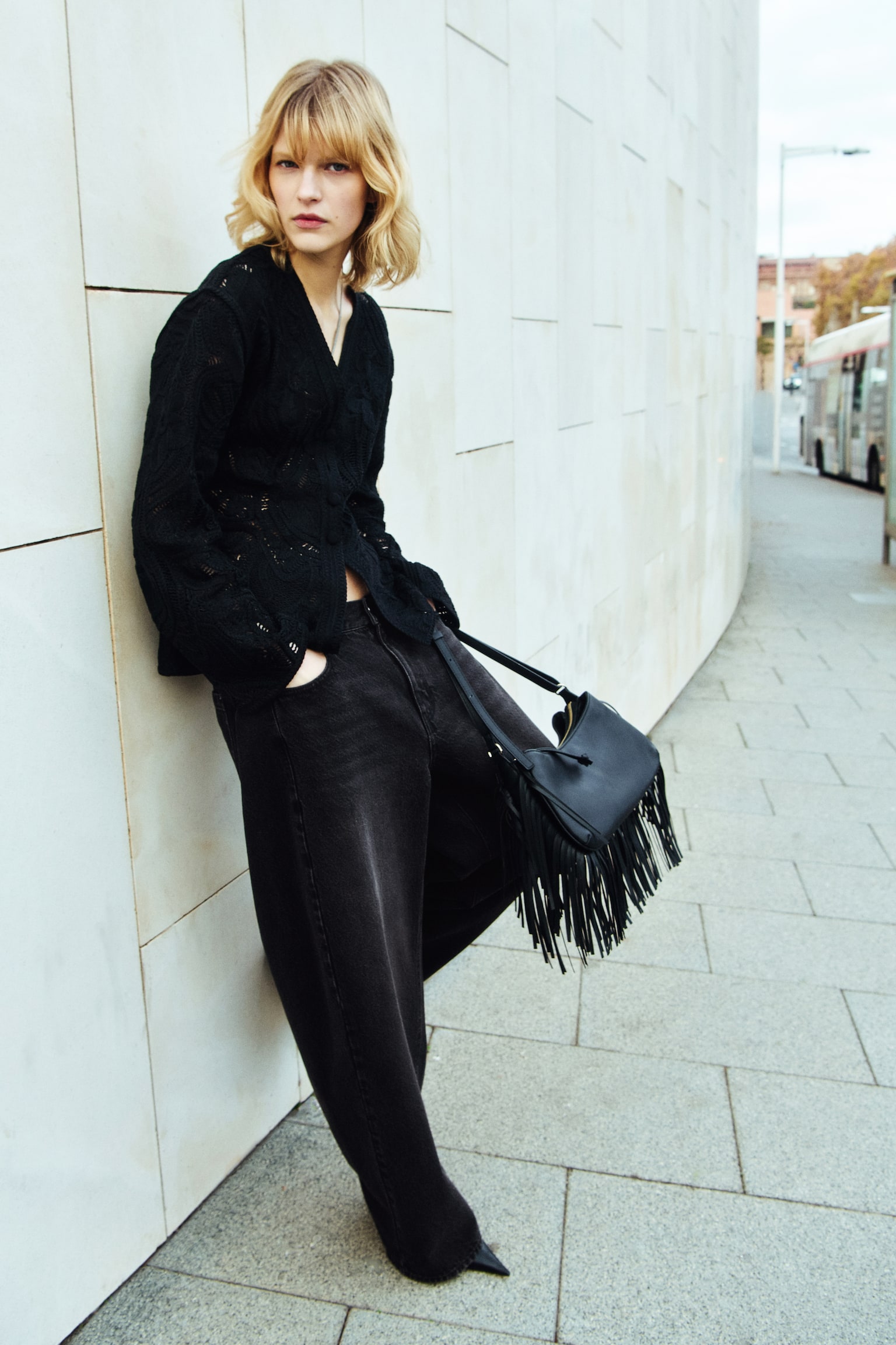 Barrel-leg jeans - Washed black - 3