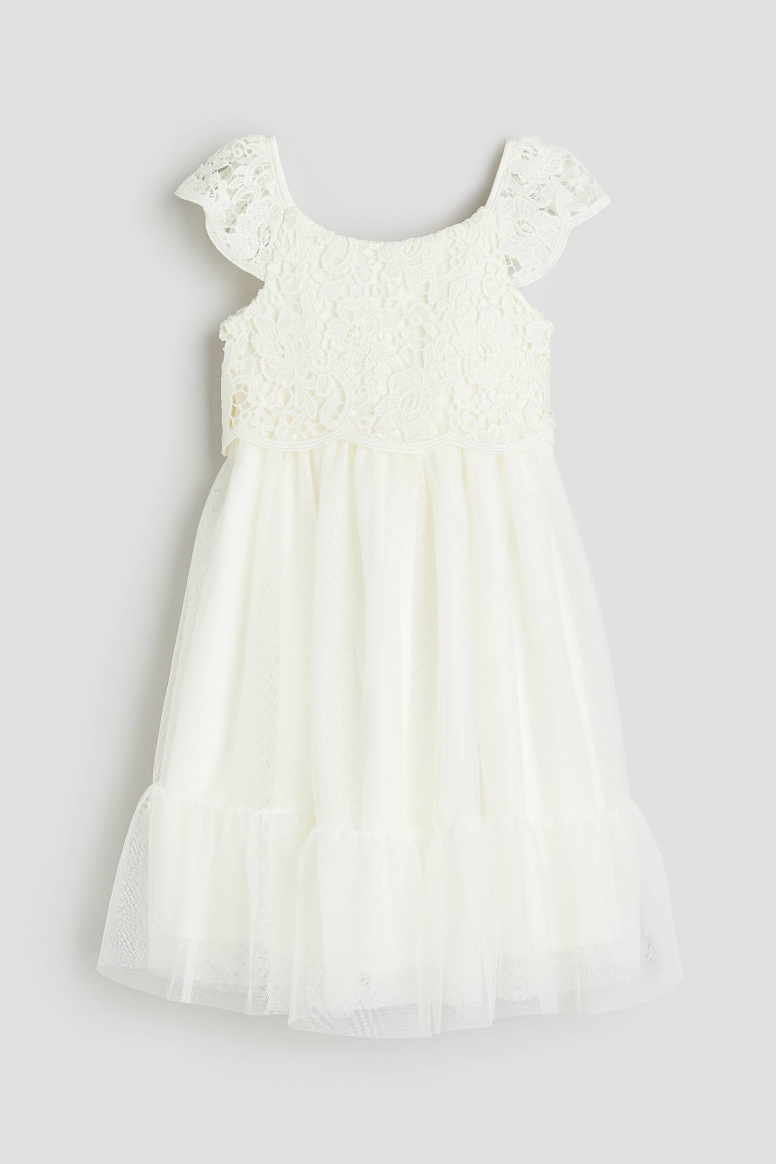 Lace & Tulle Dress - White/Dusty pink/Natural white - 1