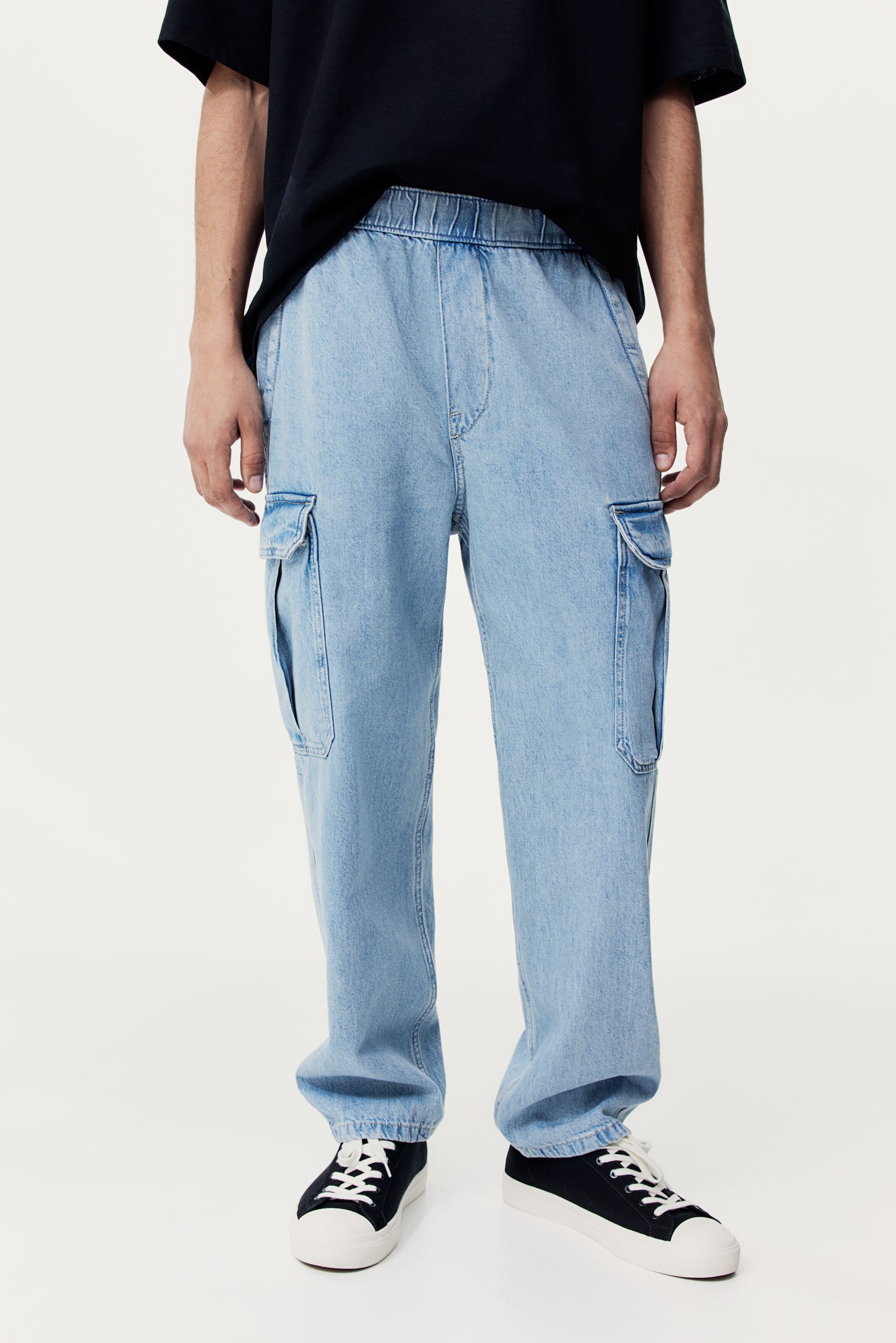 Loose Cargo Denim Joggers - Light denim blue/Black/Light denim grey/Navy blue - 8