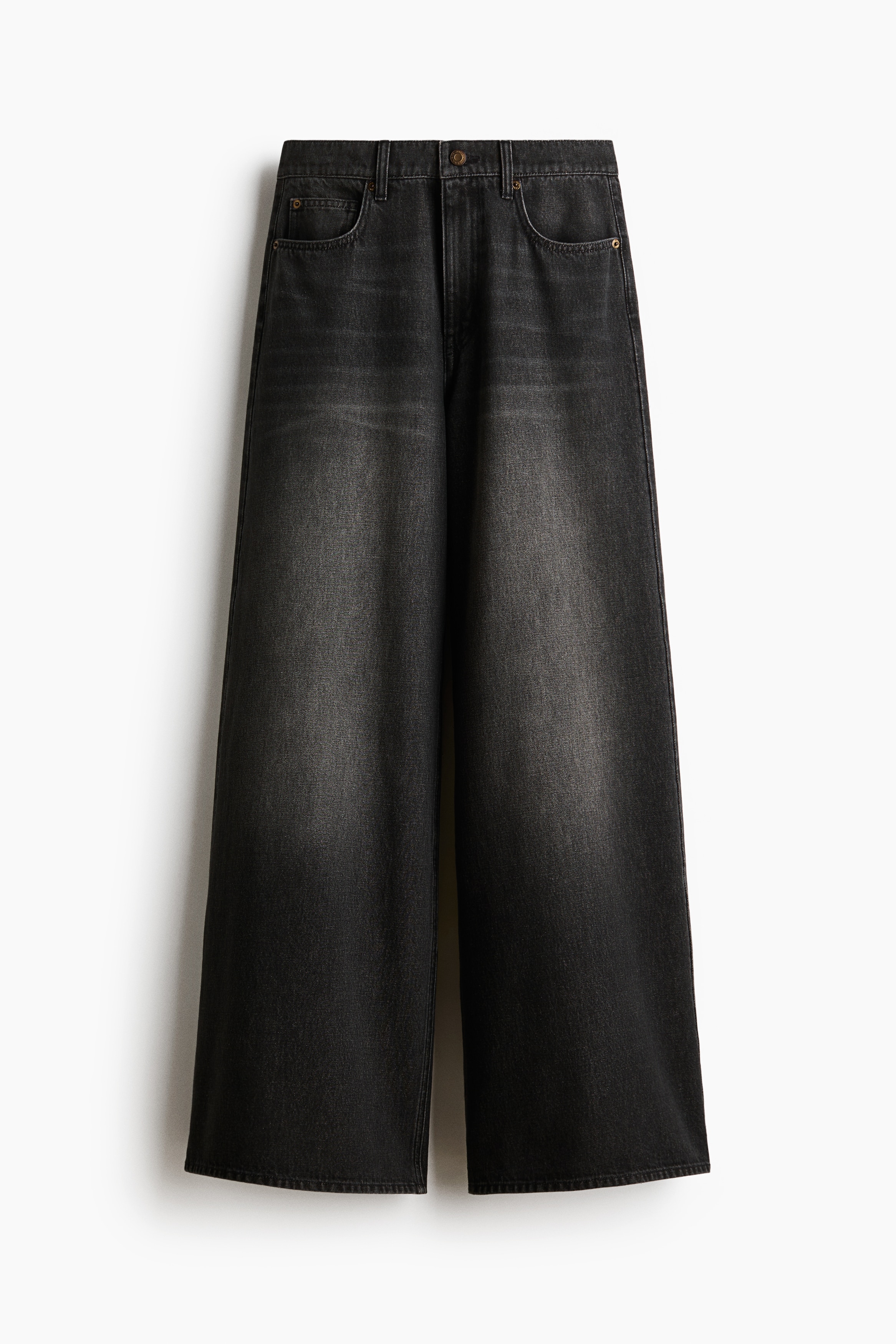 Super Wide High Waist Jeans-Noir délavé