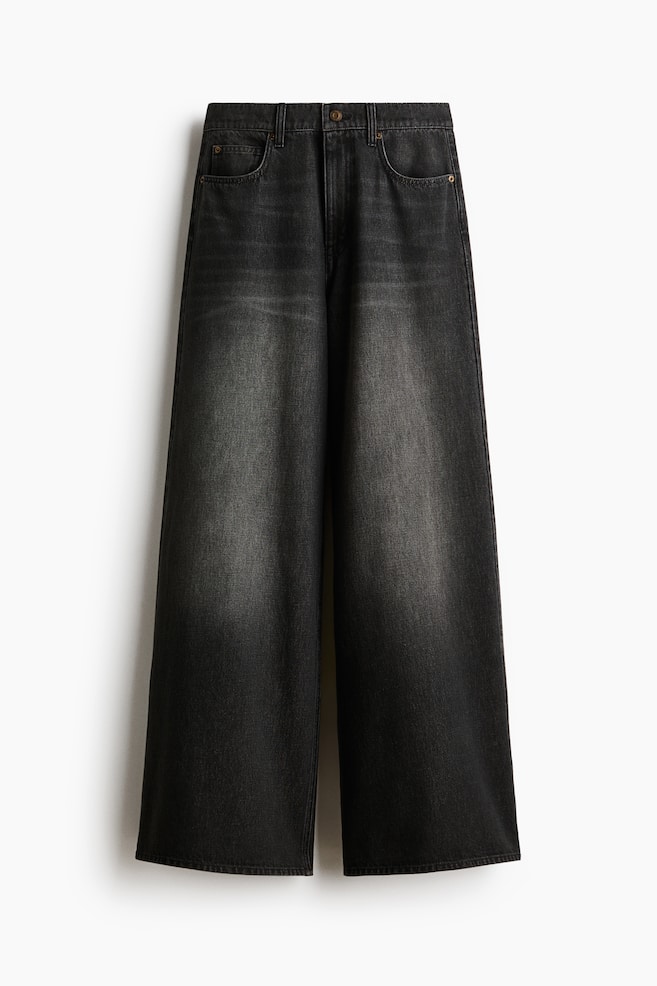 Super Wide High Waist Jeans - Washed black/Denim blue/Light denim blue - 1