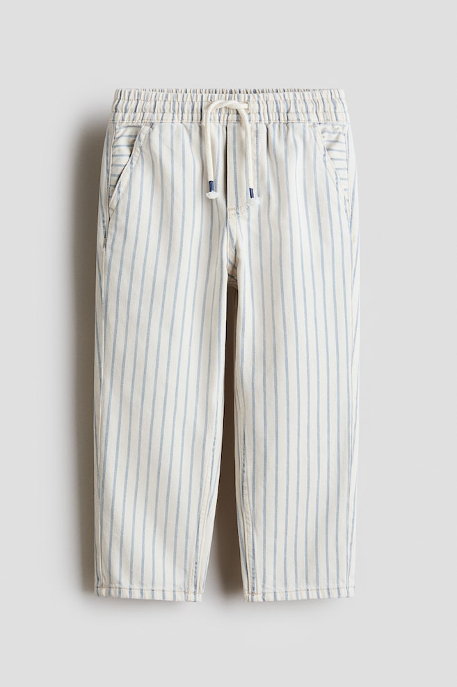 Pantalón de sarga con cintura elástica - Crema/Rayas - 1