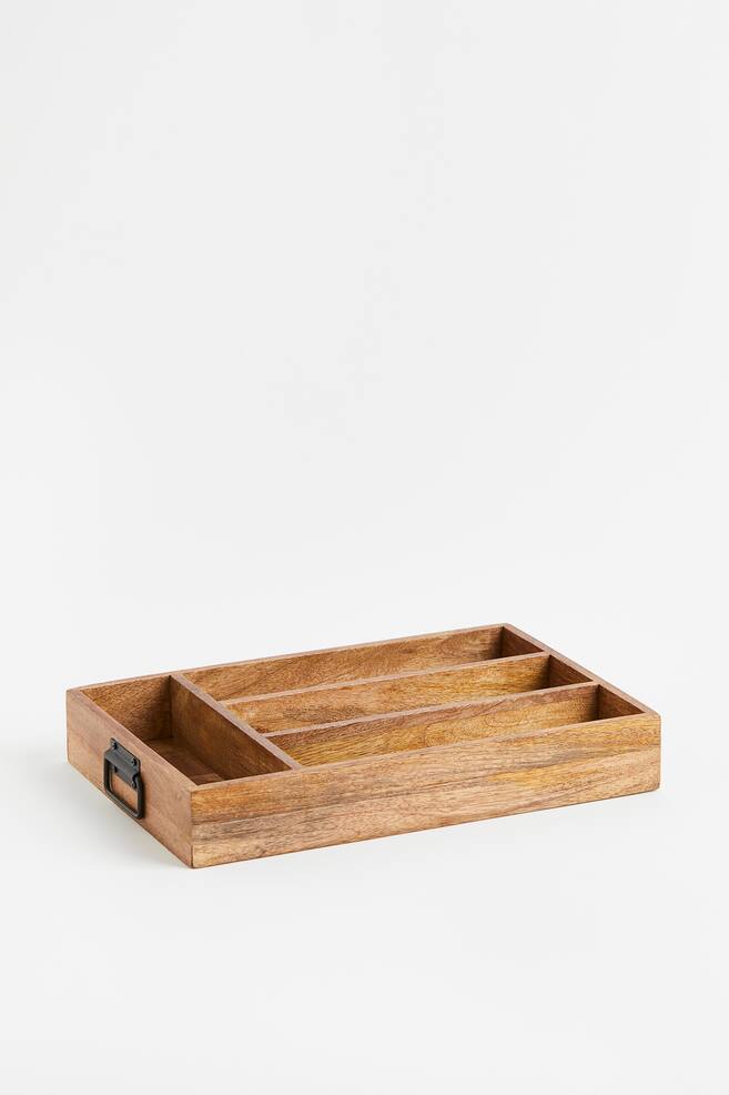 Wooden cutlery box - Brown - 1