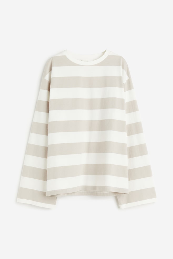 Oversized cotton top - White/Beige striped/Black/Striped/Cream/Black striped - 2
