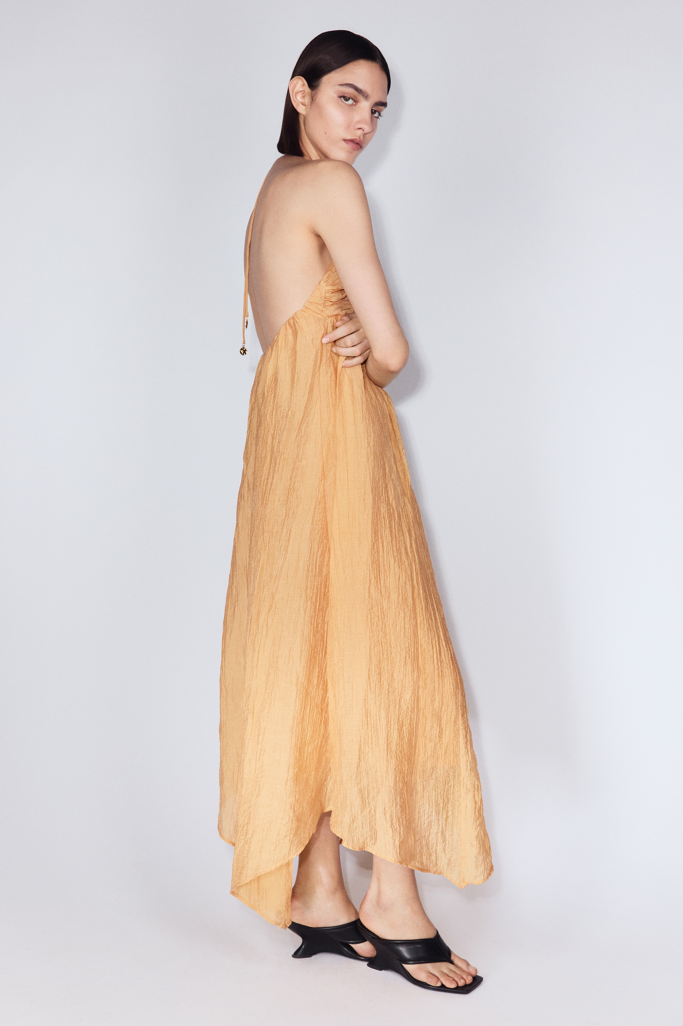 sachin and babi light blue dress Trend Halter Dress Elegant Maxi Dress with Waist Strap and Ruffled Hem  Design Casual Loose Mini Dress for Evening Party light blue L