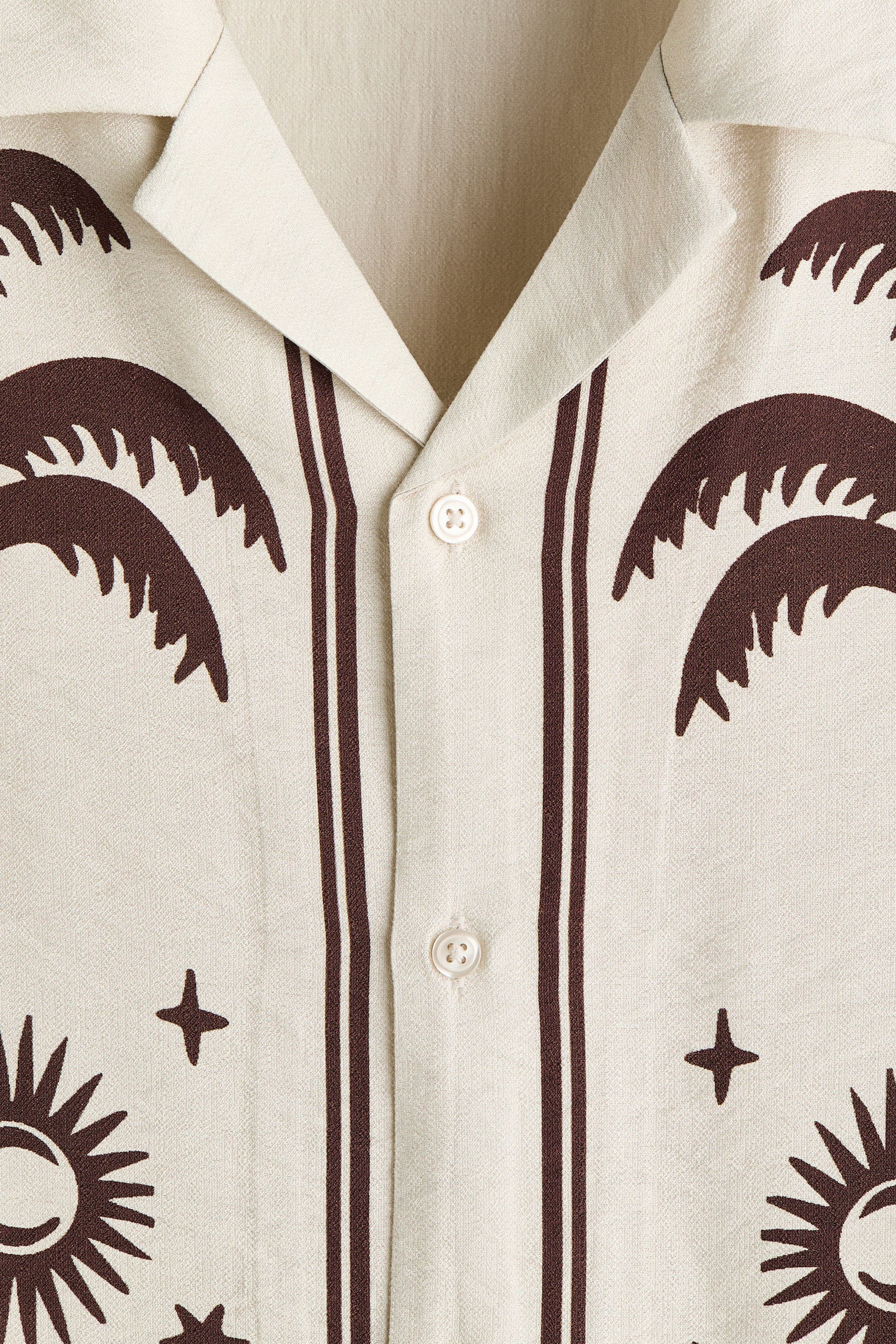 חולצת ריזורט עם הדפסים Relaxed Fit - בז' בהיר/דוגמה/שחור/דוגמה - 3