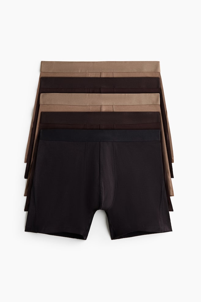 5-pack Mid-Length Boxer Briefs with Lycra® - Dark brown/brown/beige/Beige/dark brown/Dark gray melange/black/Black/dark brown/navy blue/Dark khaki green/Navy blue/dusty blue/White/Navy blue/Gray melange/Medium blue/light blue/Black - 1