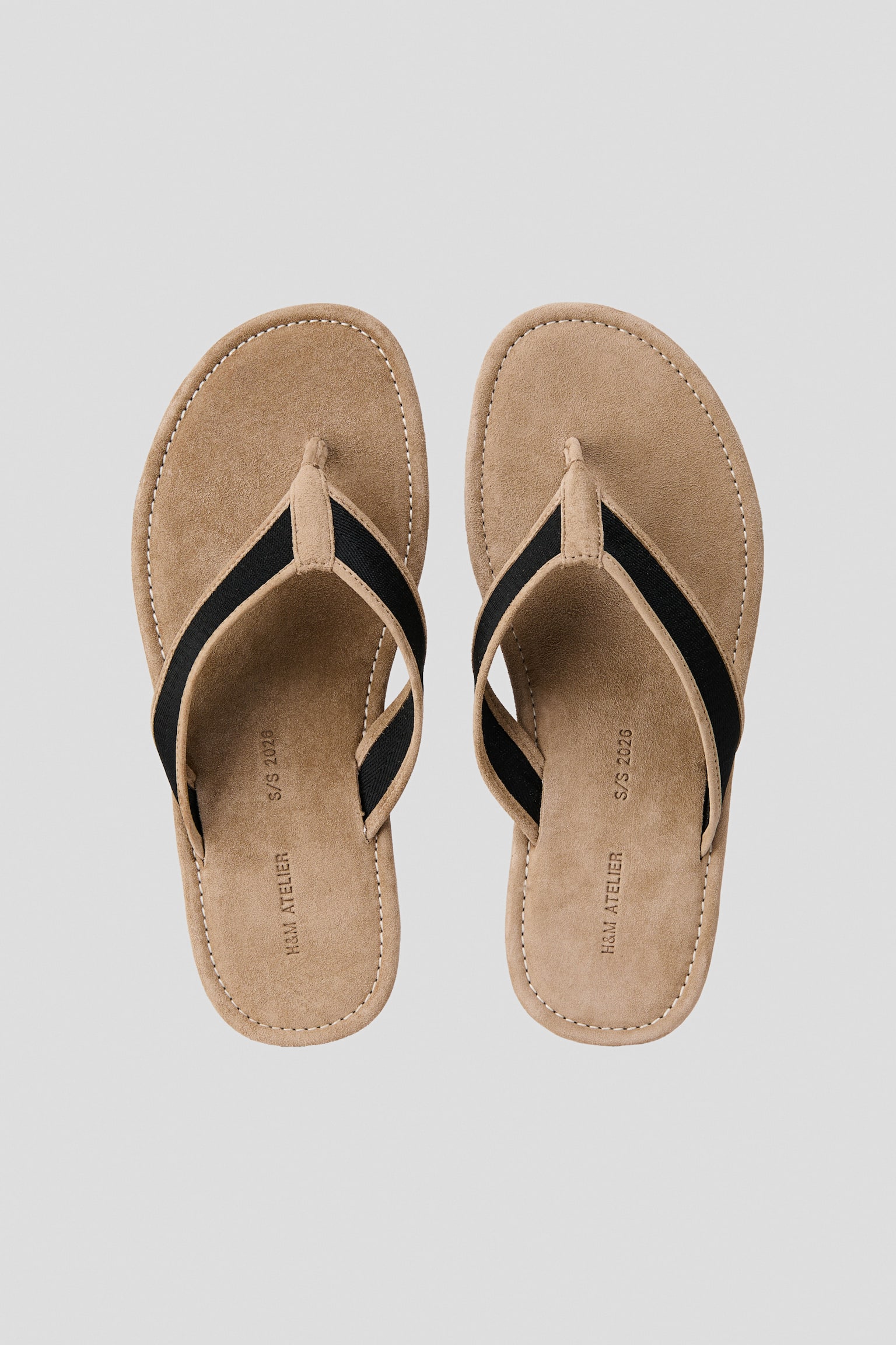 Suede Thongs - Beige/Black - 1