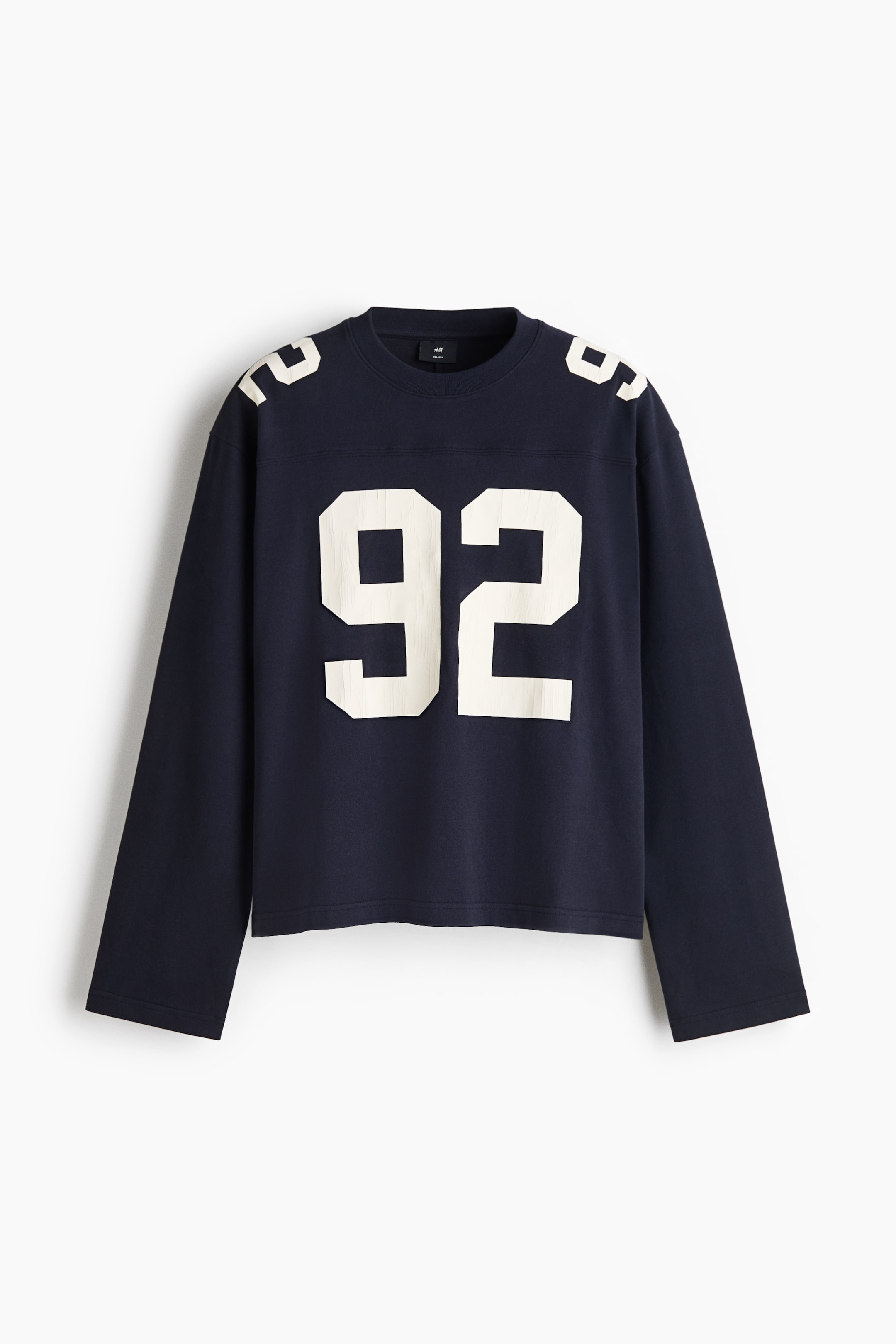 View larger image: Relaxed Fit Printed long-sleeved T-shirt - Navy blue/92 - Men | H&M 1