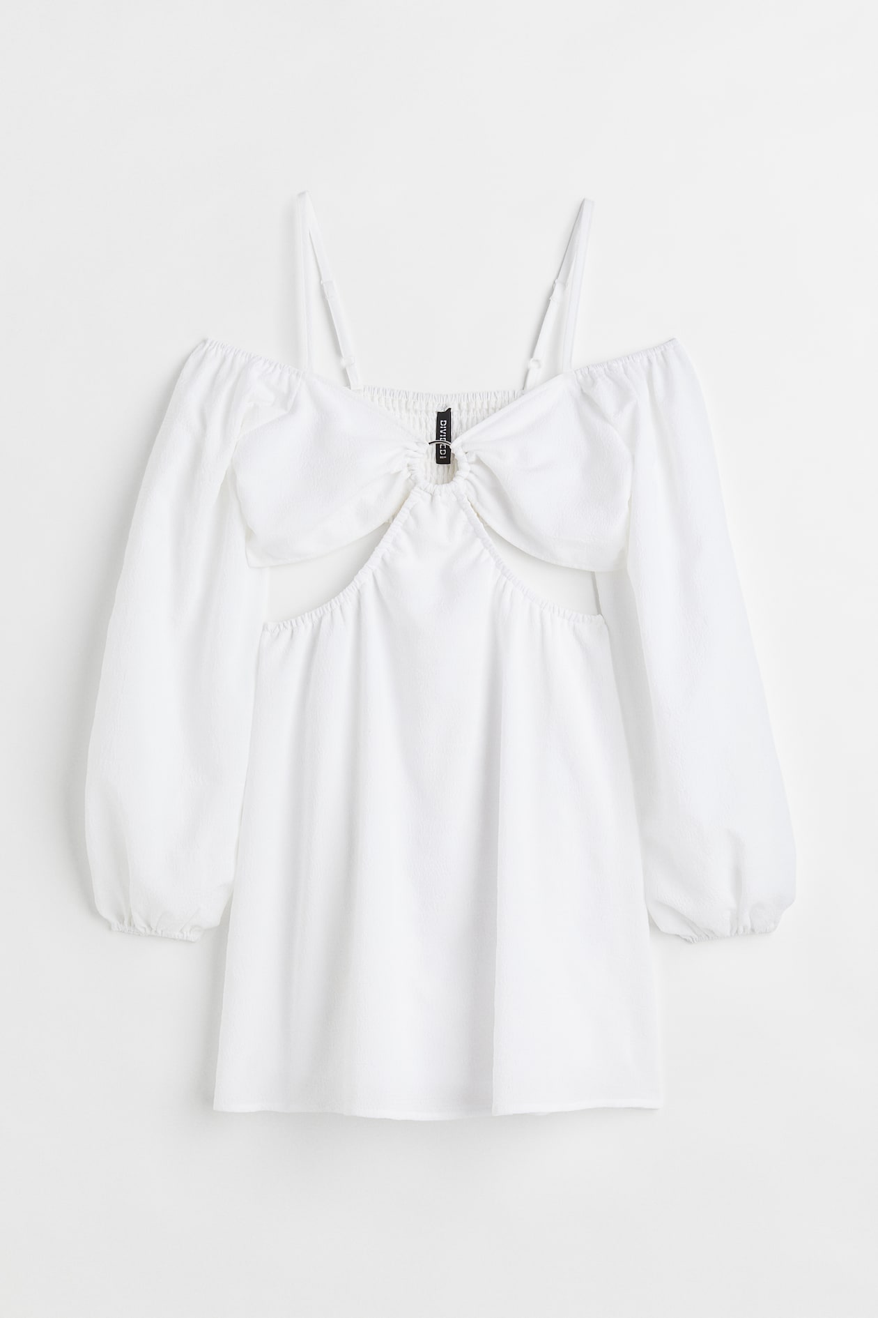 Short Cut-out Dress - V-neck - Long sleeve - White - Ladies | H&M US