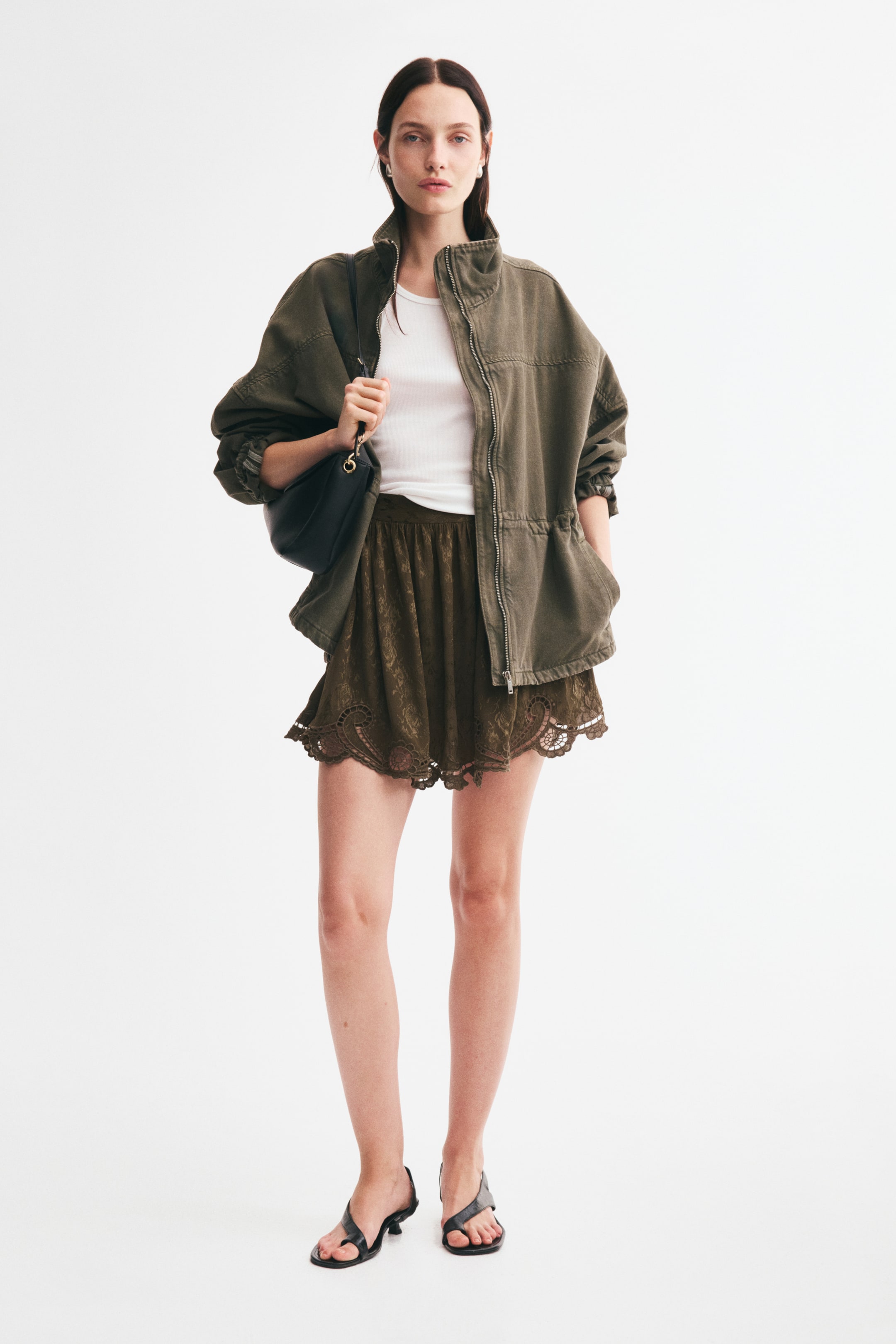 Jacquard-Weave A-Line Skirt