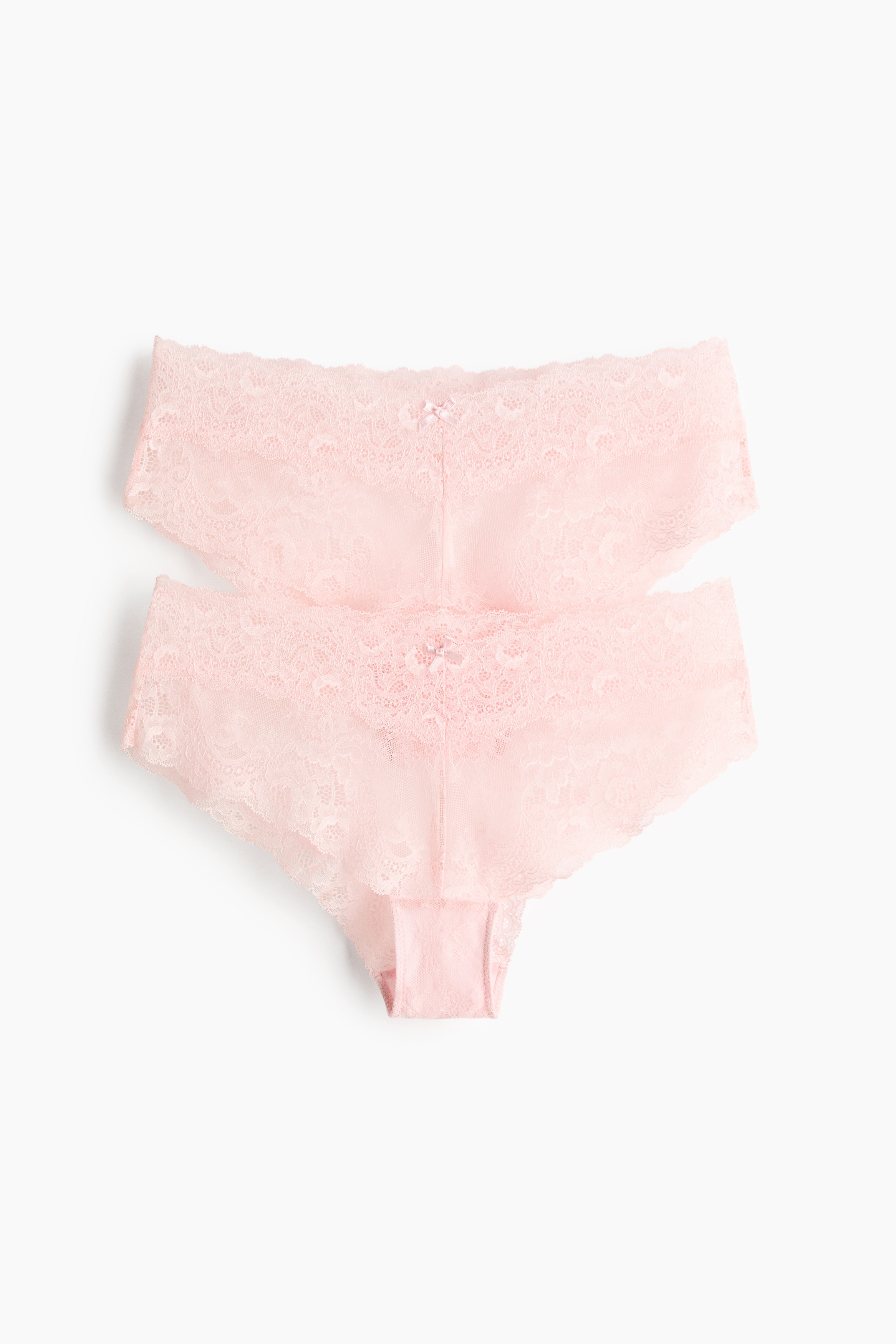 Dvojbalenie bedrových čipkových nohavičiek - Svetloružová/Čierna/Tmavohnedá