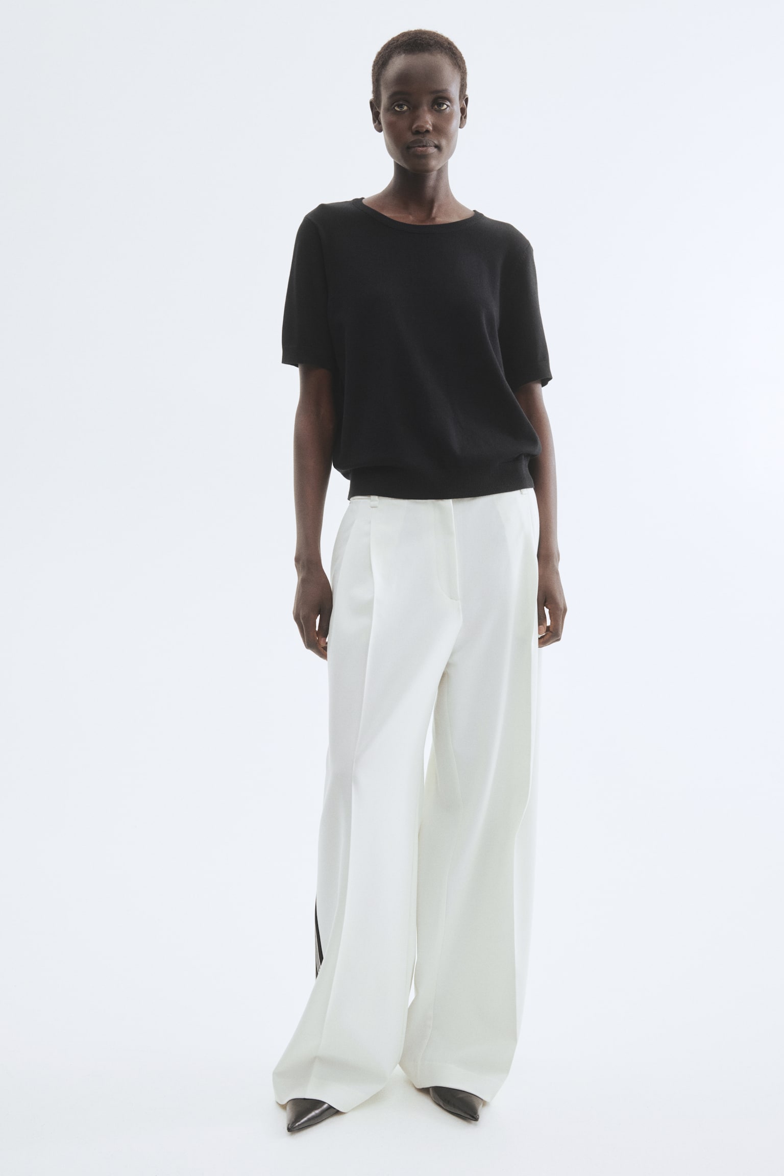 חולצה מסריג דק - שחור/חום כהה - 4