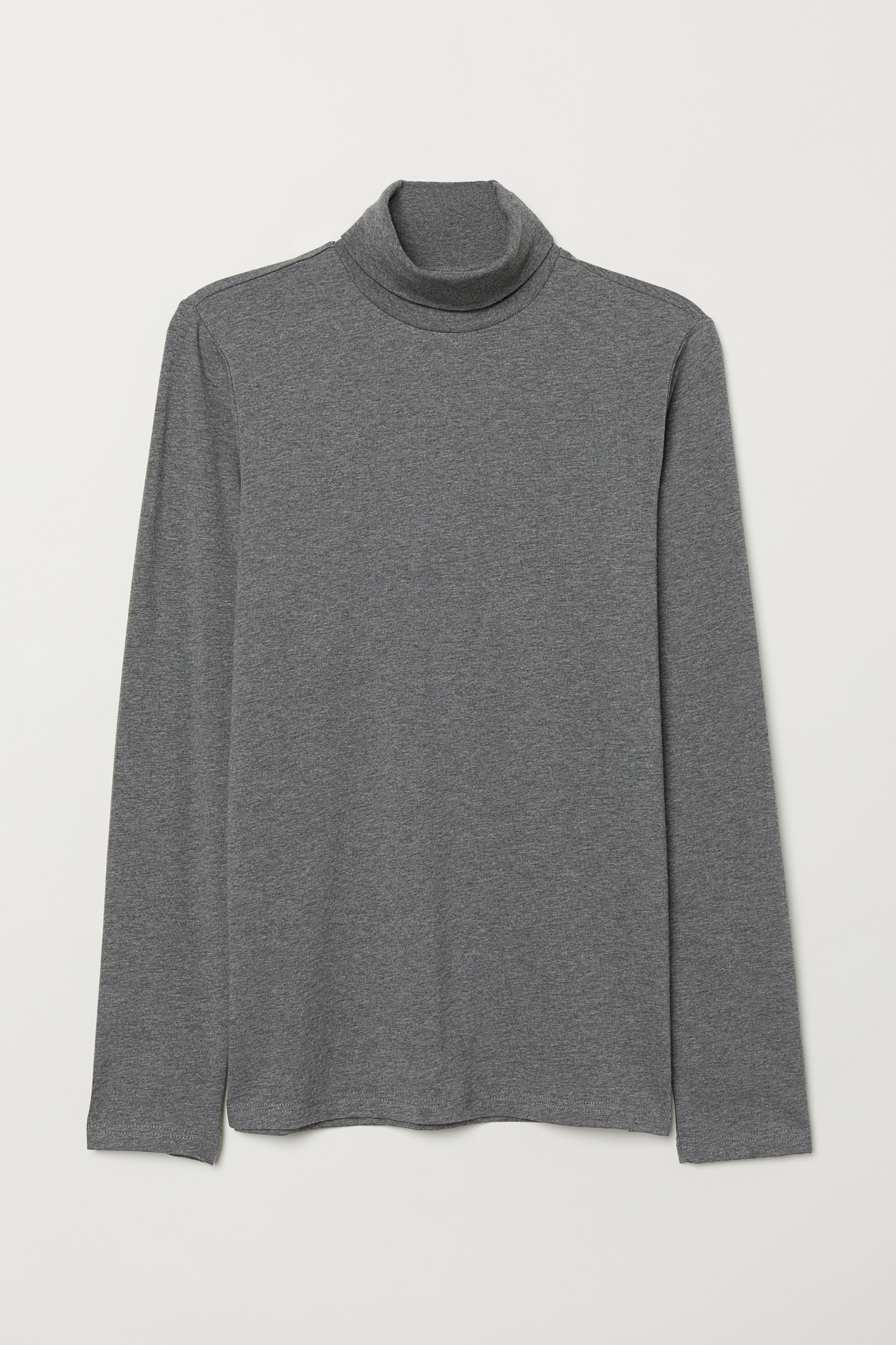 Muscle Fit Turtleneck Shirt Dark gray melange Men H M CA