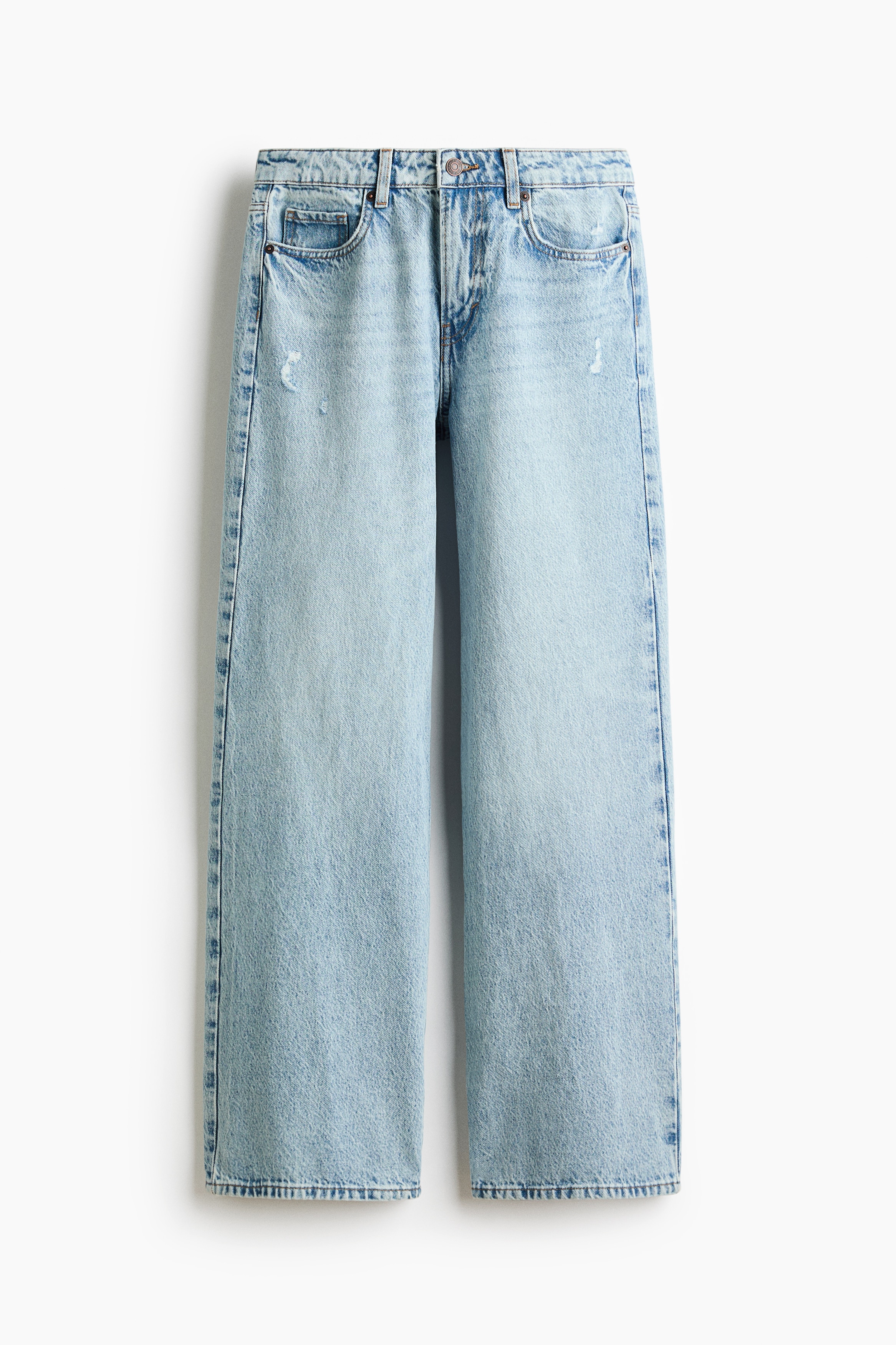 Wide-Leg Regular Waist Jeans - Light denim blue