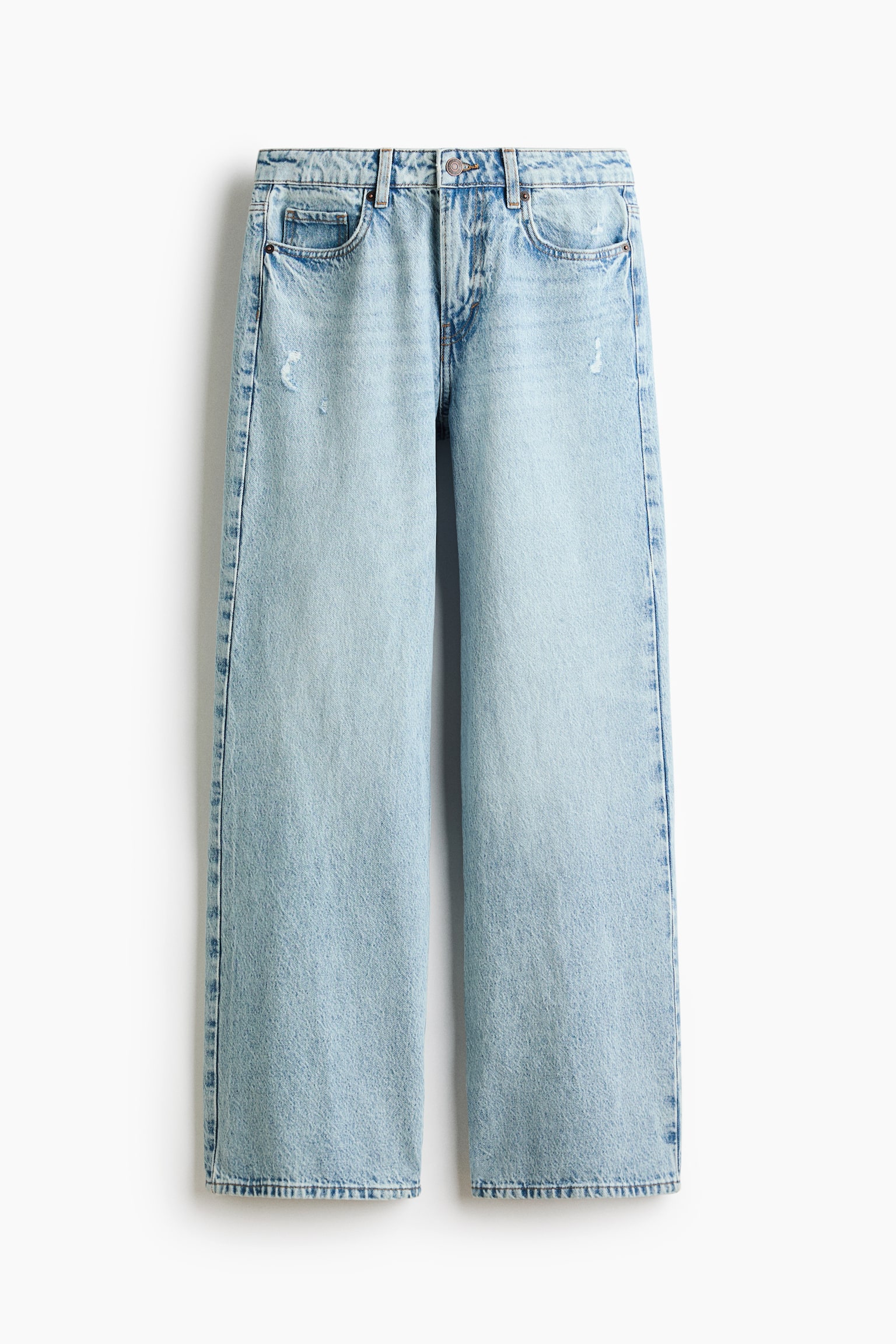 Wide Regular Waist Jeans - כחול ג'ינס בהיר - 1