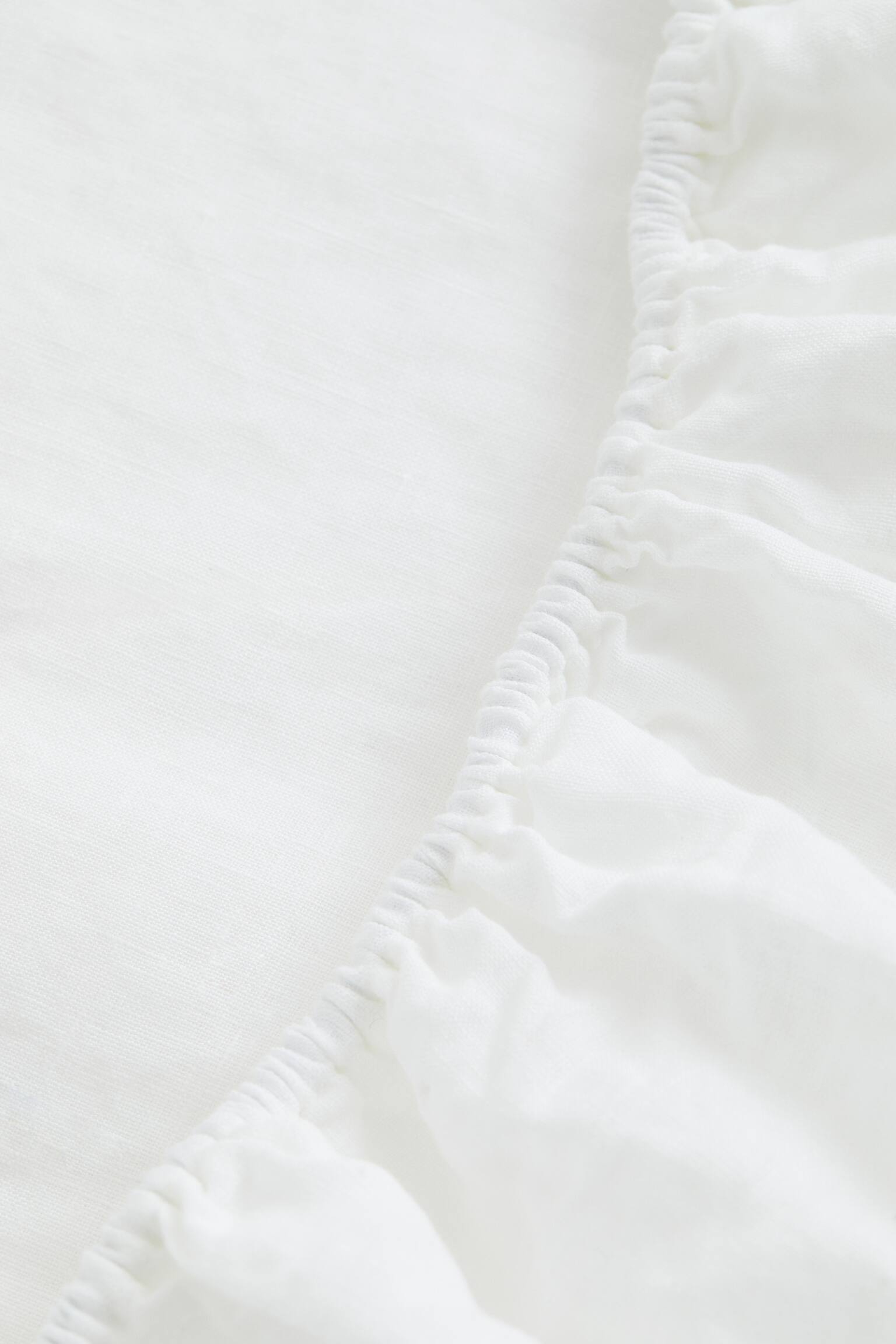 Washed linen fitted sheet - White - 2