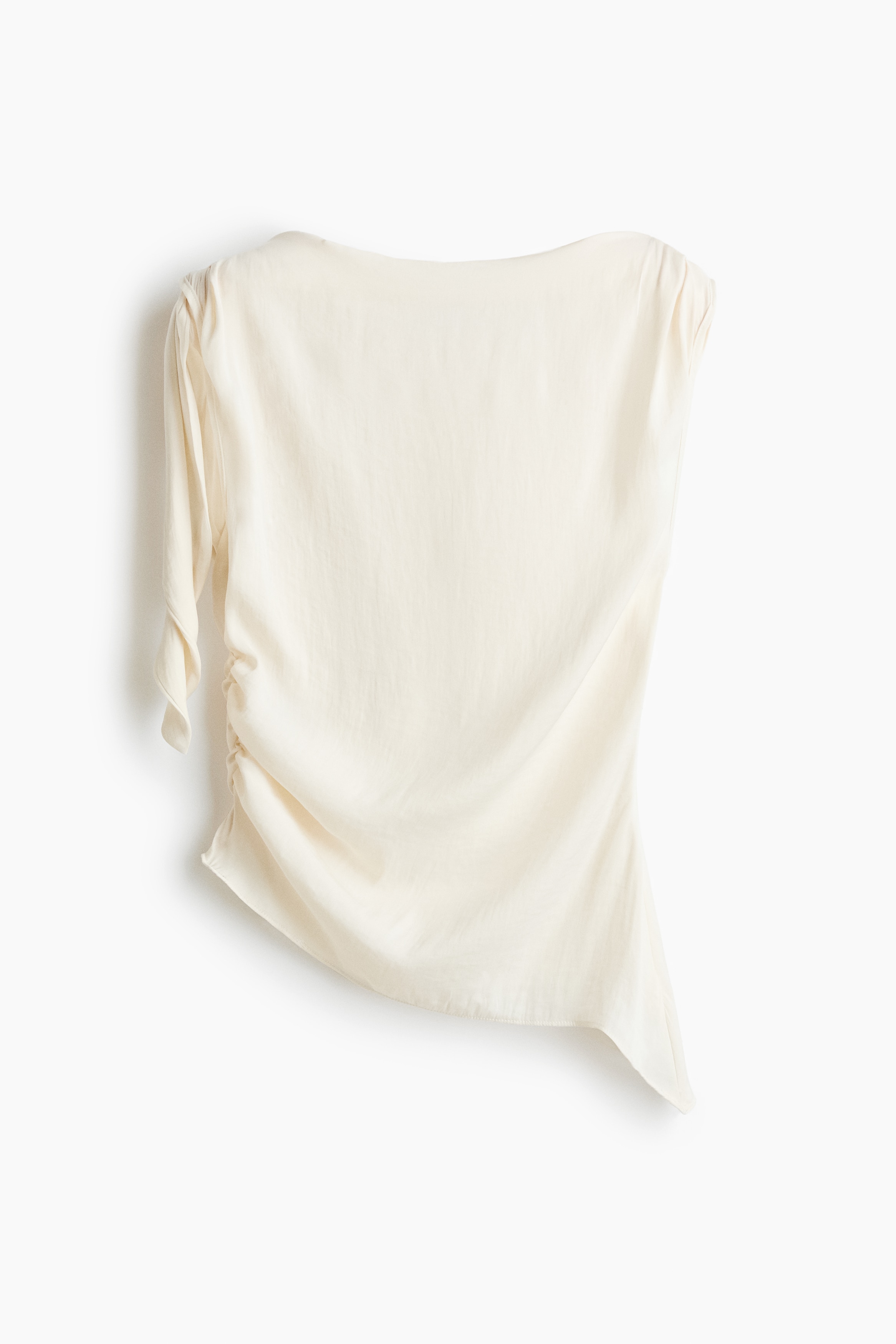 Asymmetric tie-detail top - Cream/Dark olive green/Light pink