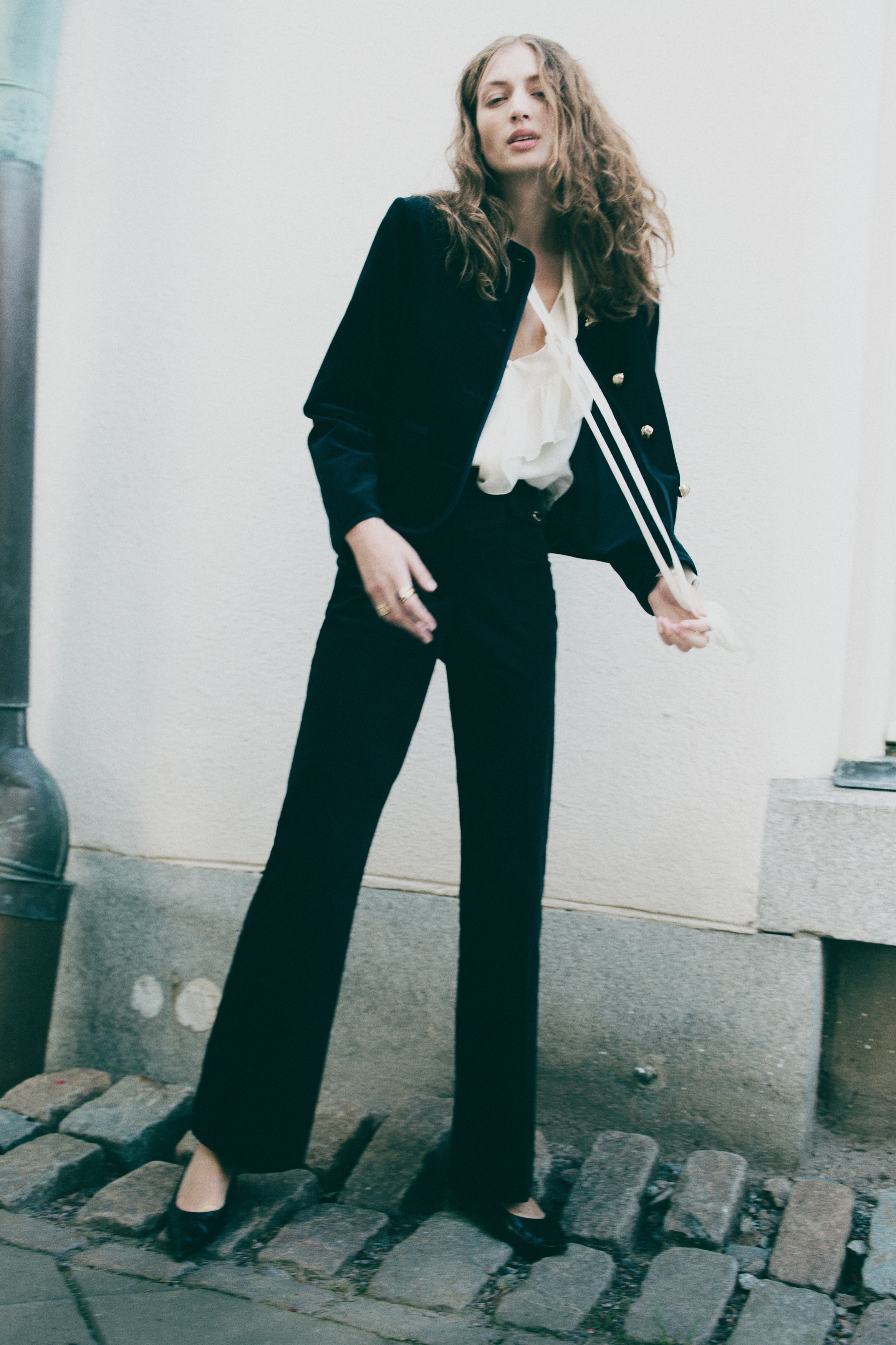 Flared velvet trousers