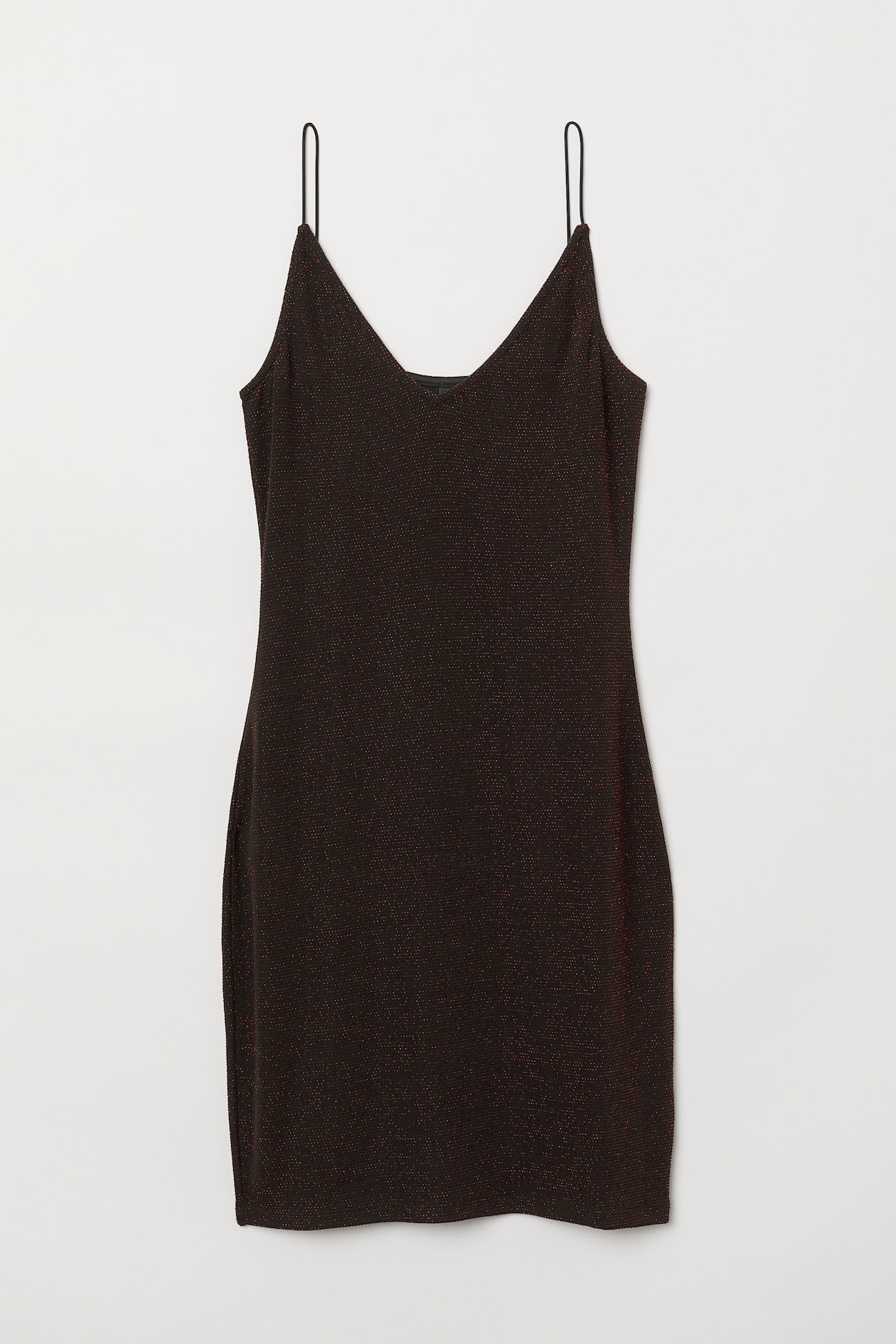 Fitted Dress - V-neck - Sleeveless - Red/glitter - Ladies | H&M US