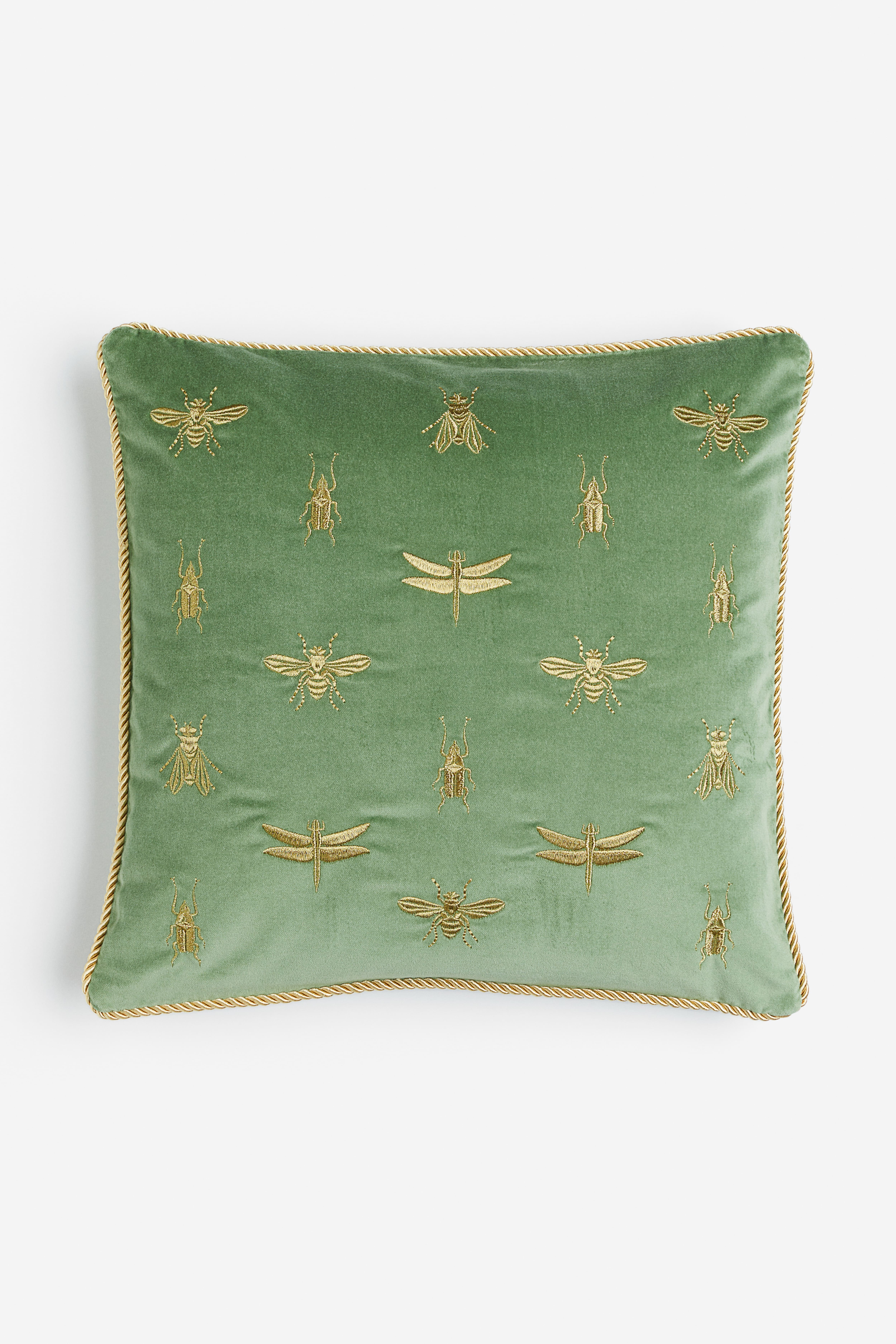 H M Home Embroidered Cushion Cover Green size 16x16