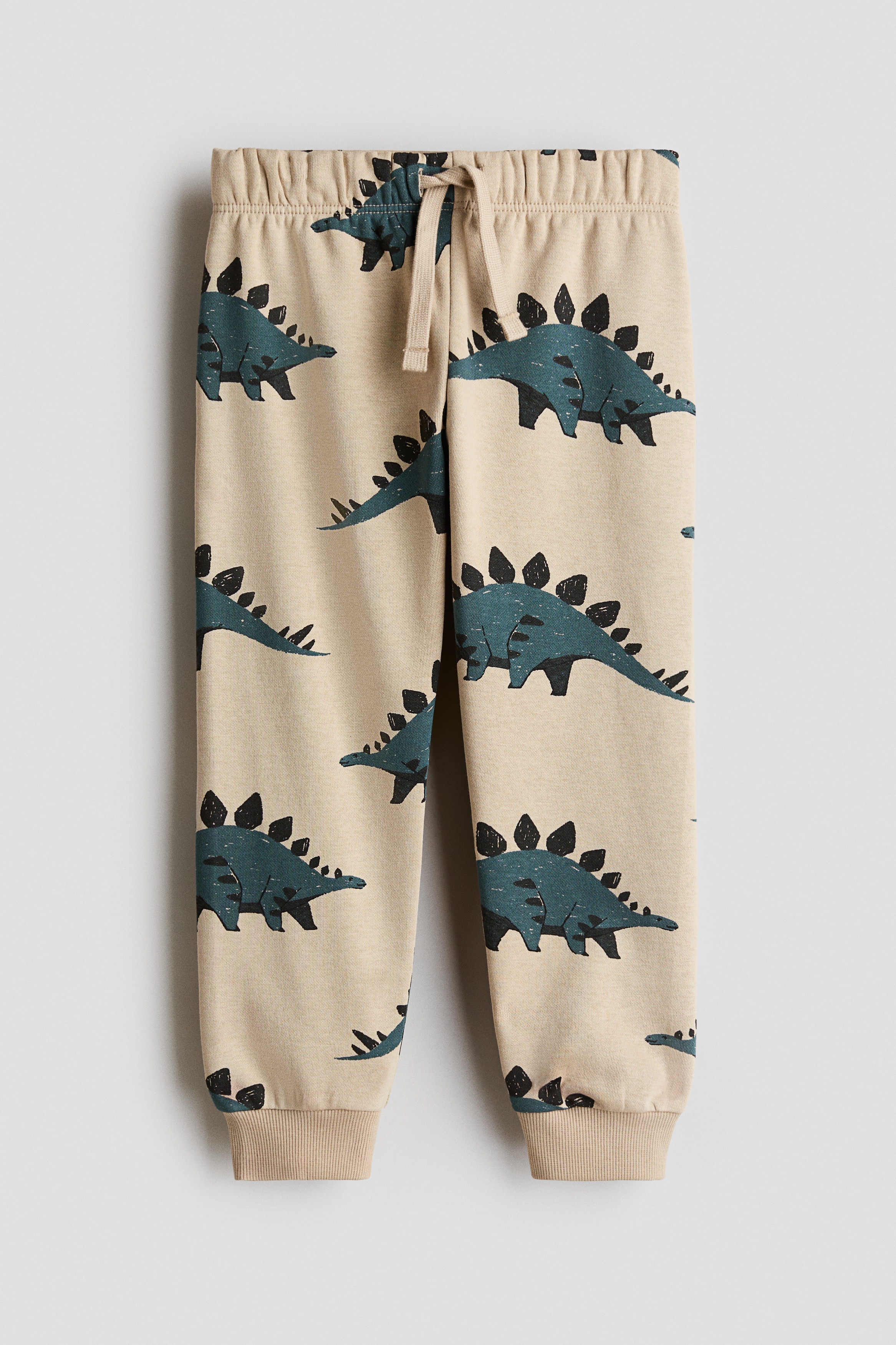 Printed Sweatpant Joggers - Beige/dinosaurs
