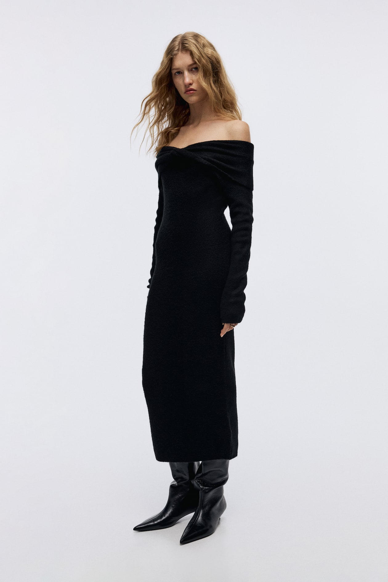Fine-Knit Off-the-Shoulder Dress - image 4
