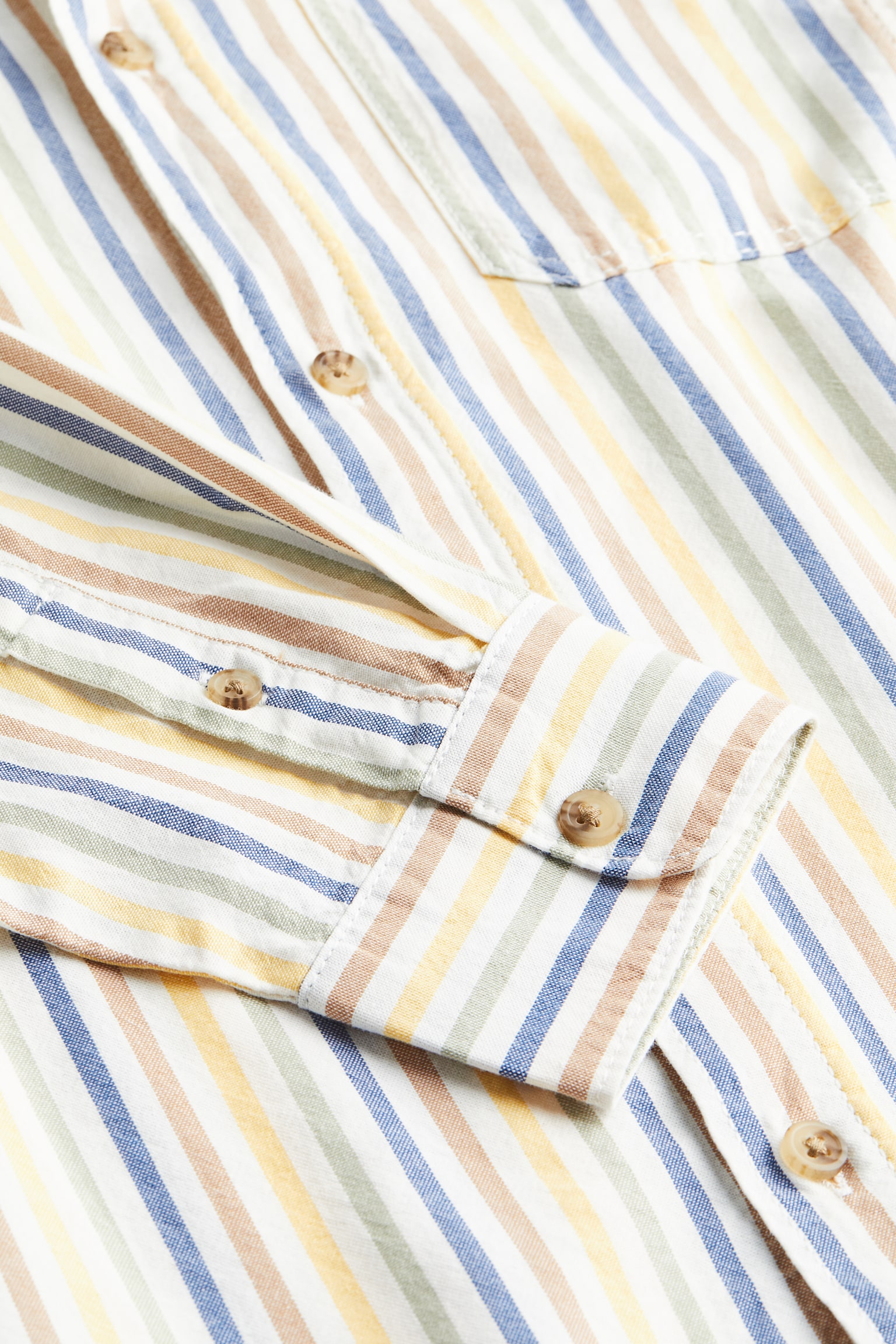 Cotton Shirt - White/Yellow stripe/Brown - 2