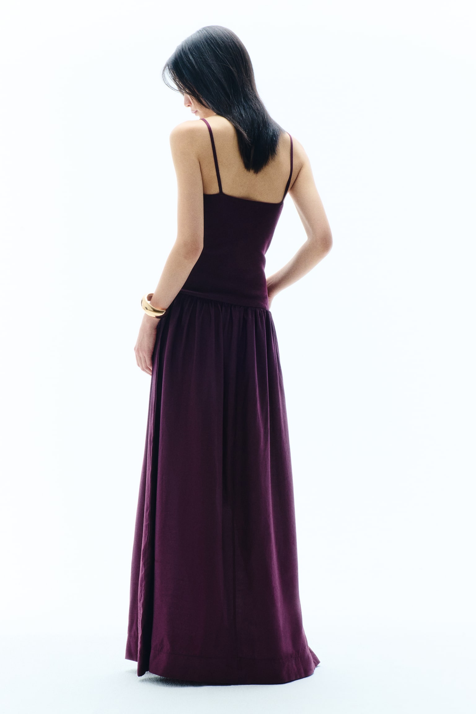 Jersey strappy dress - Burgundy/Light pink - 3