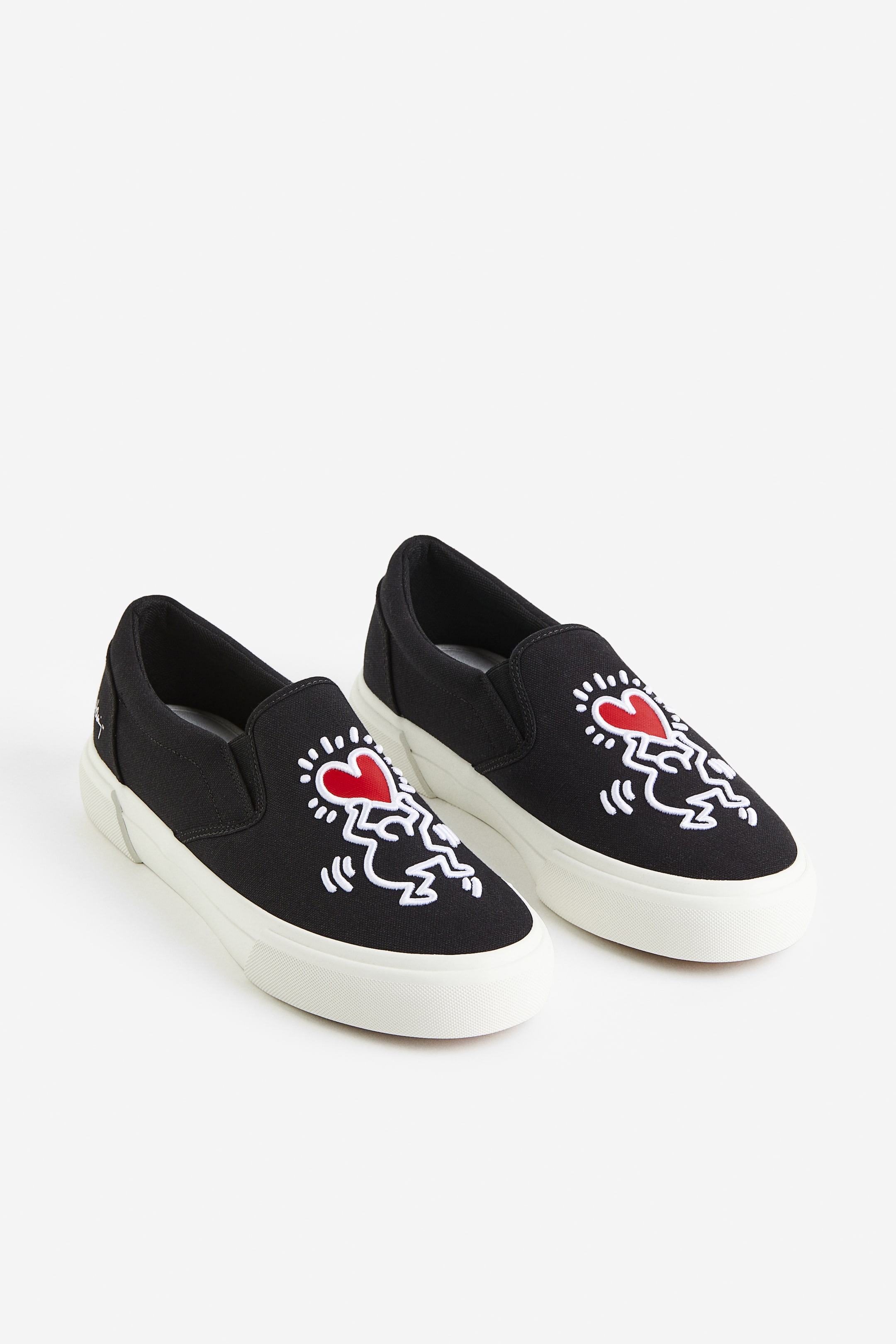 Embroidered Slipon Shoes Black/Keith Haring Men H&M US