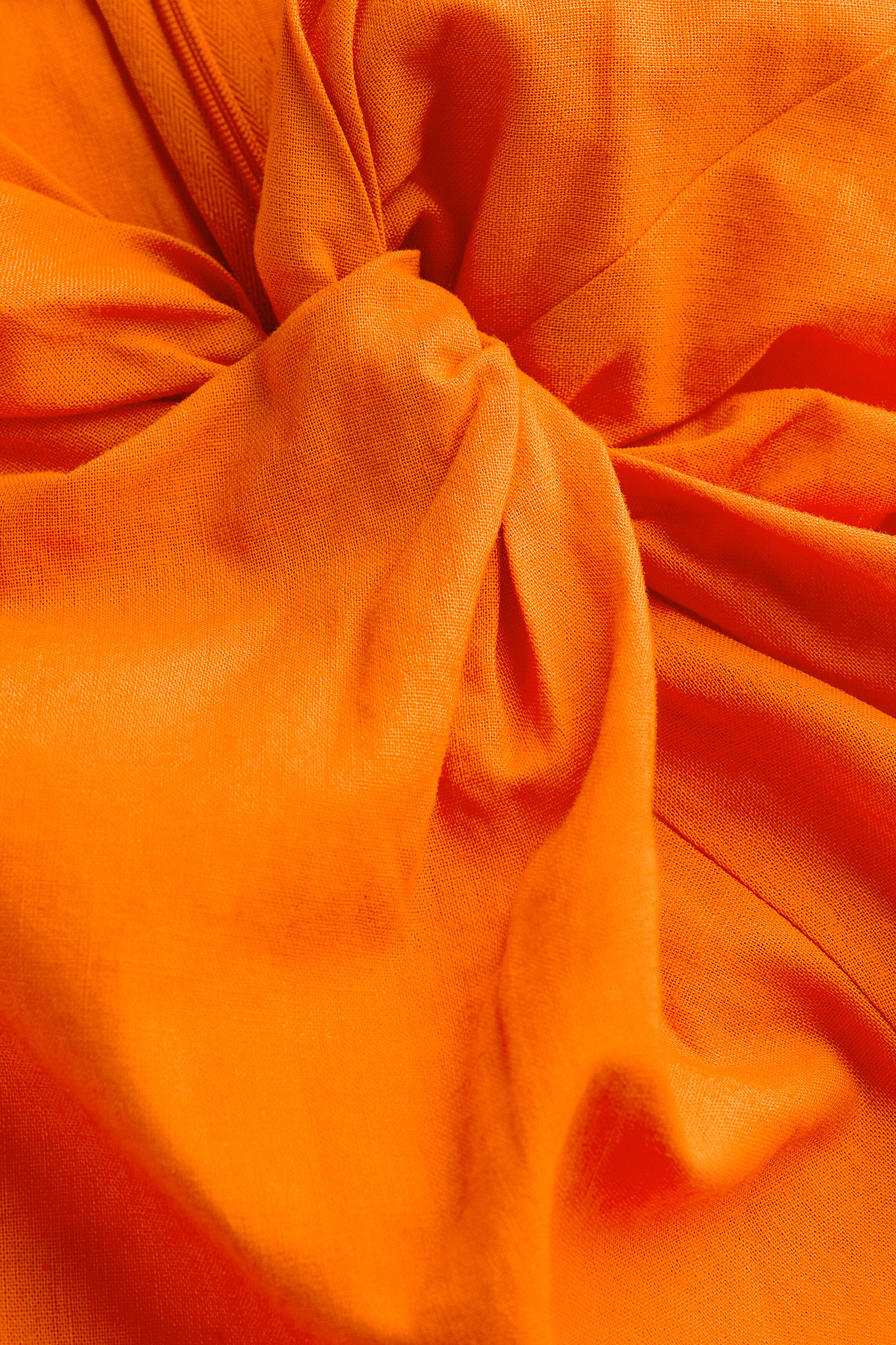 Knot-detail linen-blend skirt
