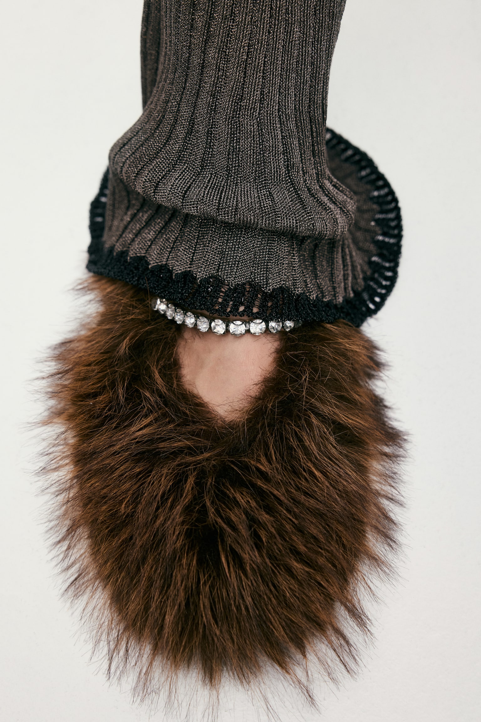 メタリックリブニットパンツ - ダークグレー - 5