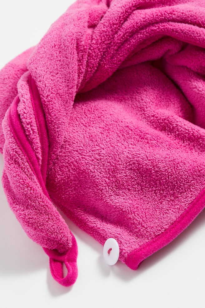 Hårhåndklæde i mikrofiber - Hot pink/Rosa/Hjerter/Lyslilla/Stribet - 2