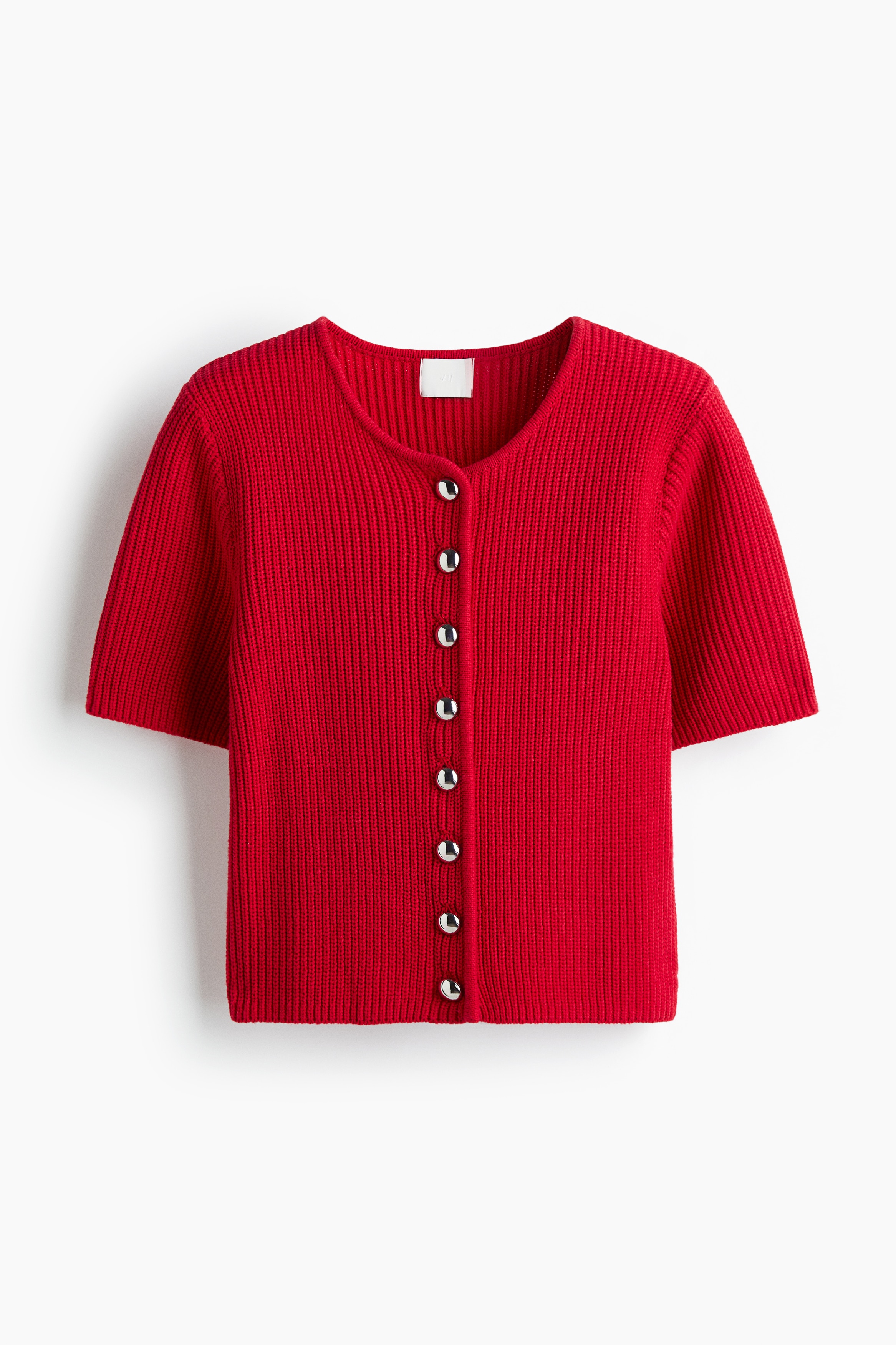 Rib Knit Cardigan - Red