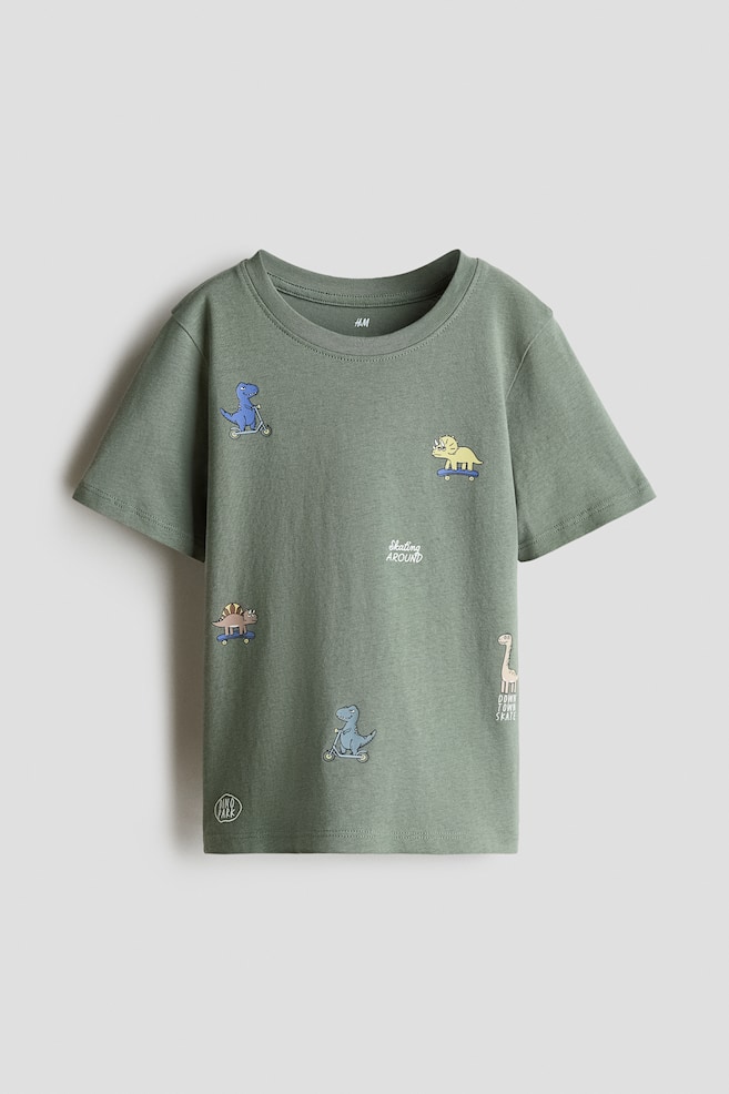 Printed T-shirt - Khaki green/Dinosaurs/Dark brown/Dinosaurs/Orange/Pumpkin/Cream/Monster Jump/Navy blue/Sports League/Light dusty green/Skulls/White/Striped/Grey marl/Striped/Dark blue/Soho - 1