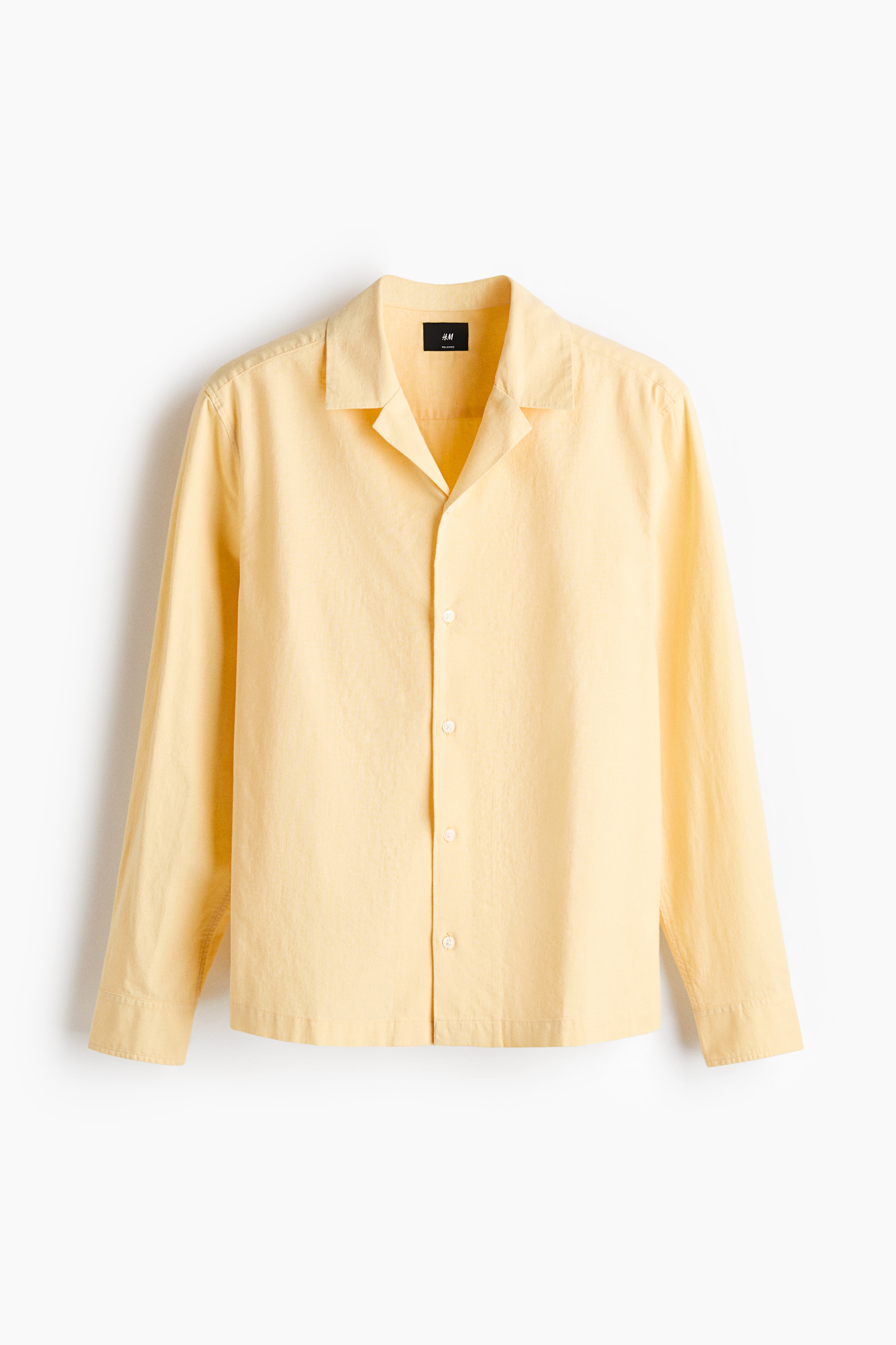 Relaxed Fit Linen-blend resort shirt - Light yellow/Light pink/Dark green/Dark brown