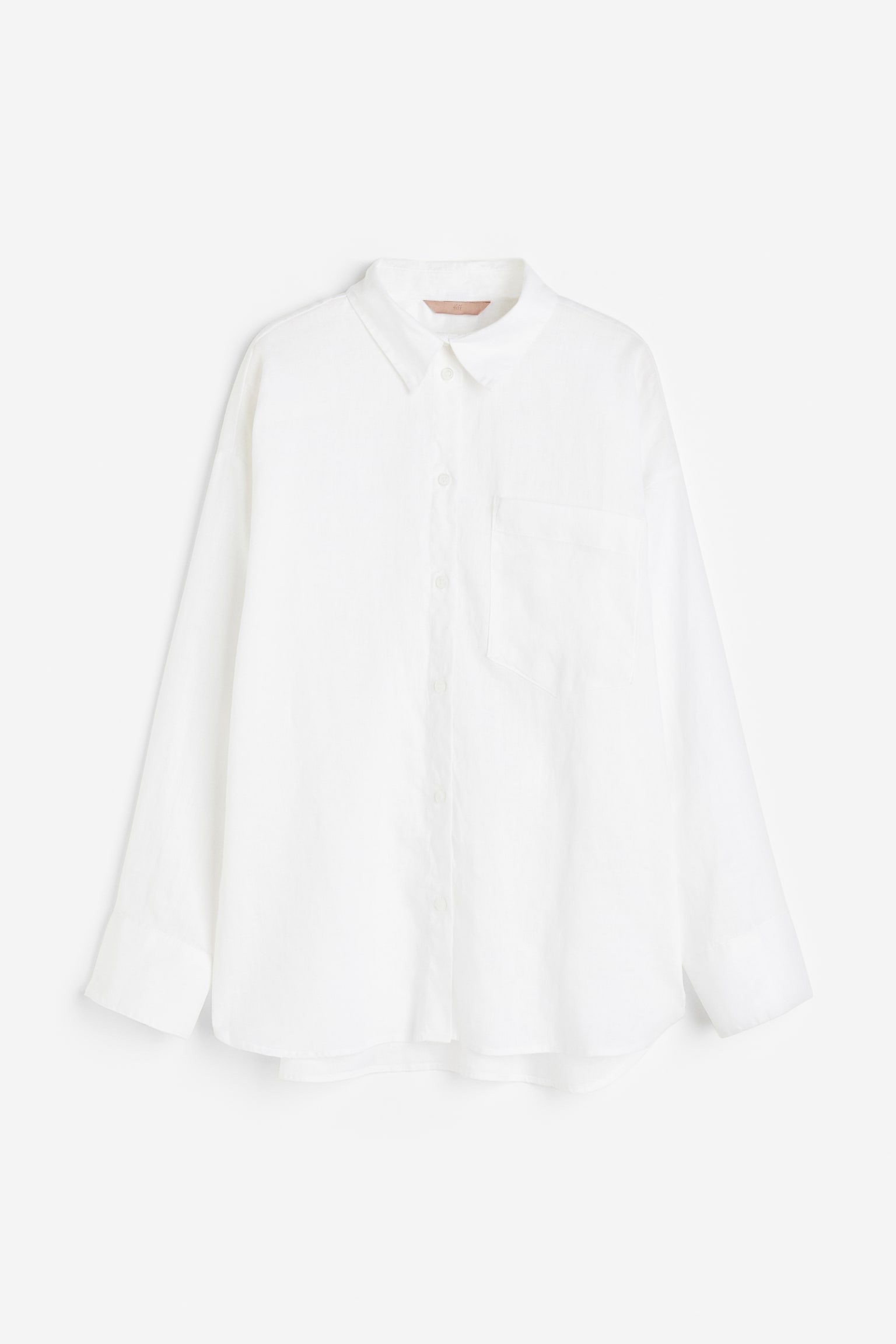 Oversized linen-blend shirt - White