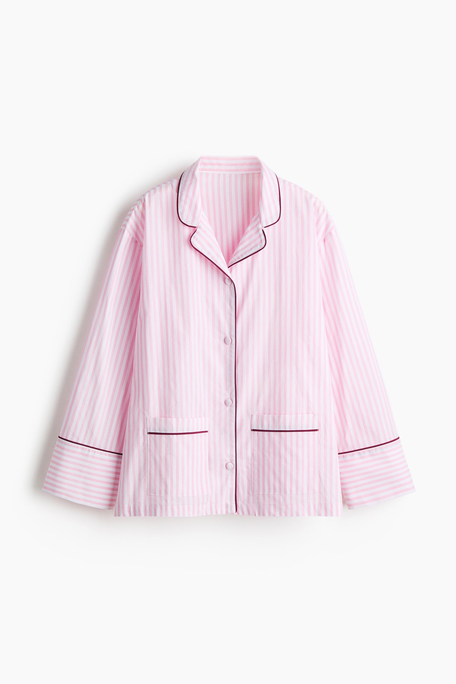 Chemise de pyjama en coton - Rose/rayé - 1