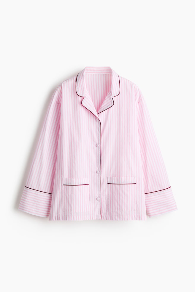 Cotton Pajama Shirt - Pink/striped - 1