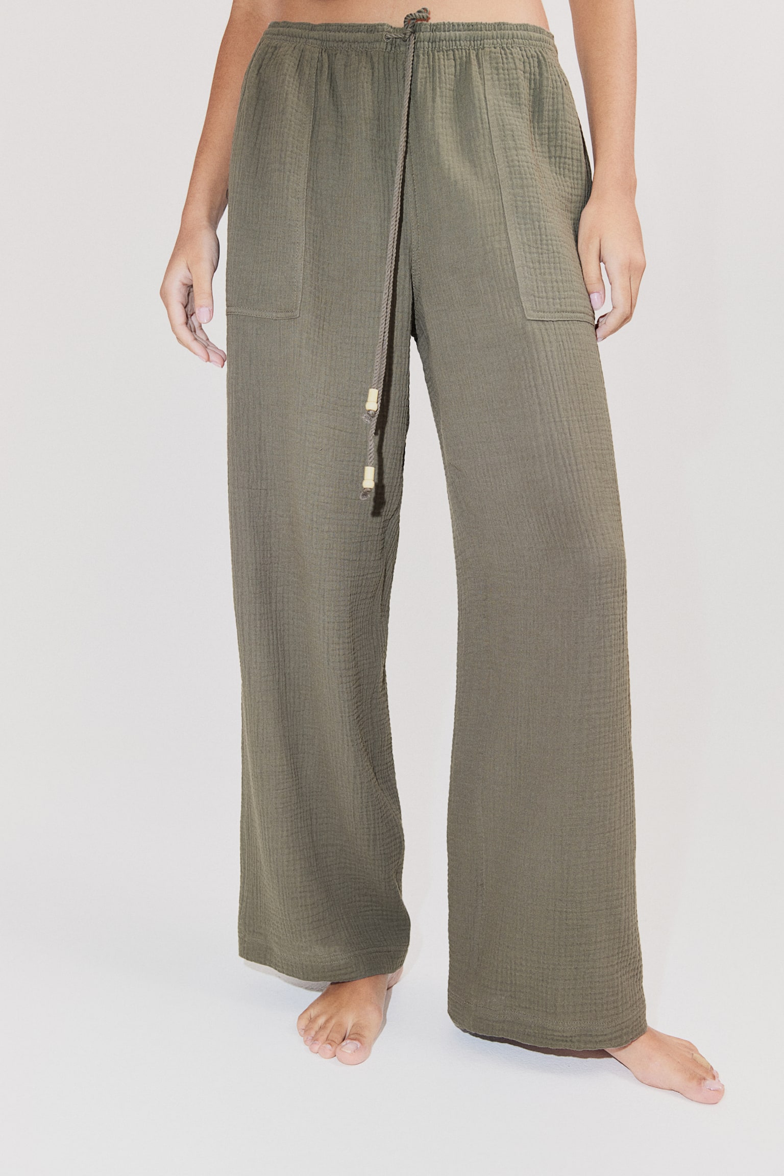 Muslin Pull On Pants - Dark khaki green/Black - 4